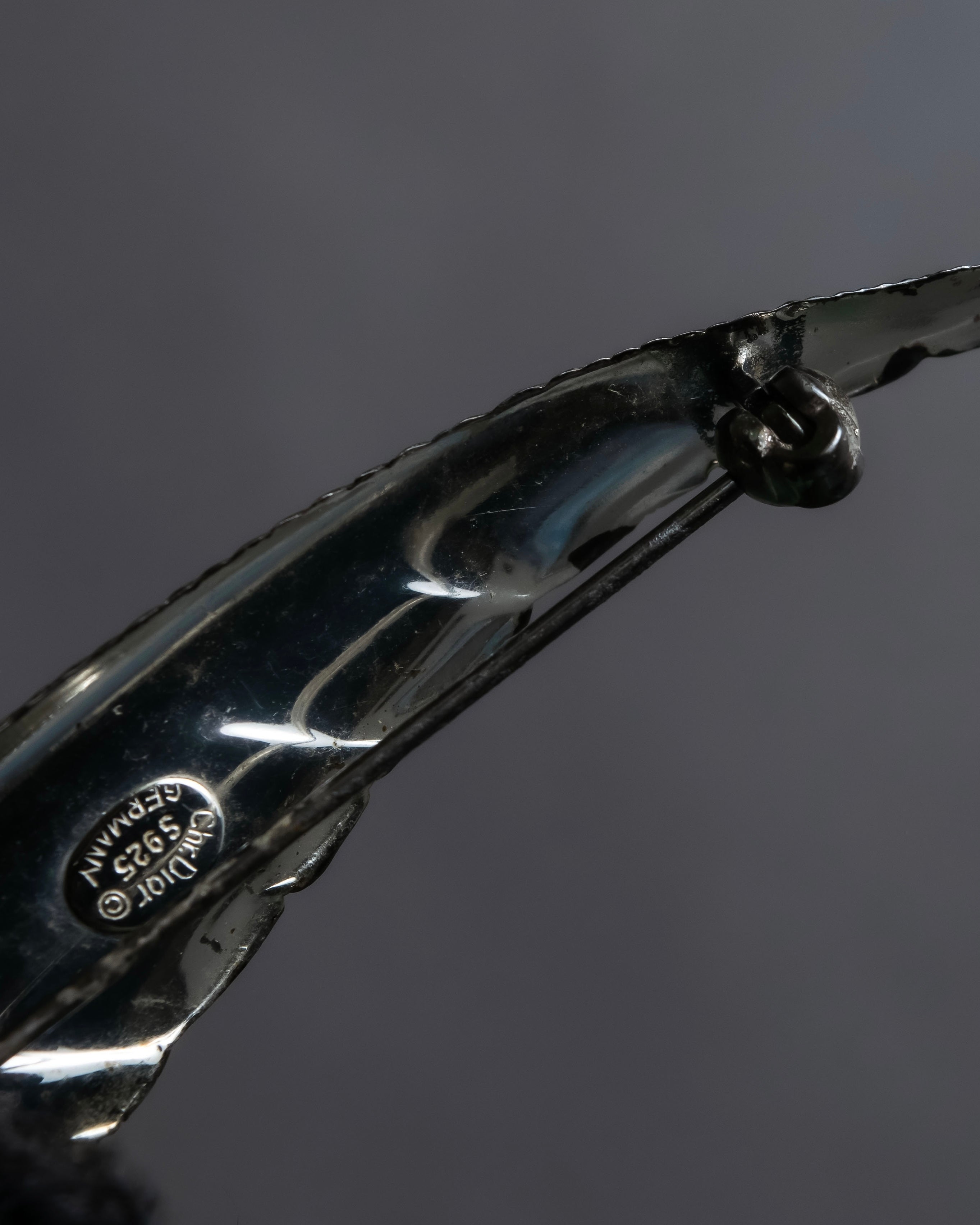 "Christian Dior" Relief motif silver 925 brooch