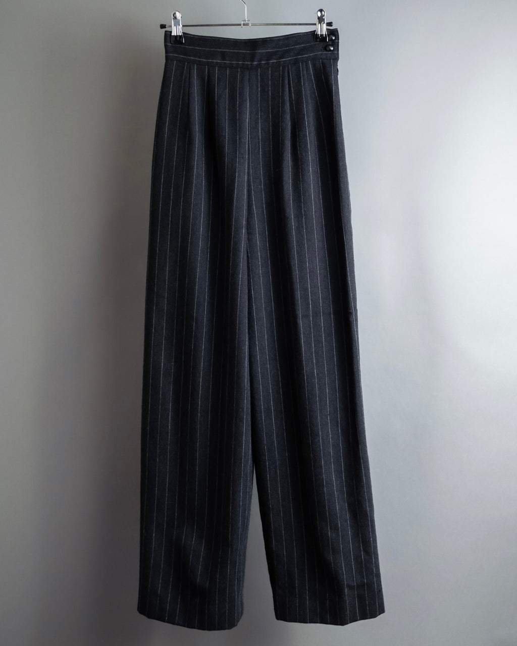 "BALENCIAGA" Side zipper design striped slacks
