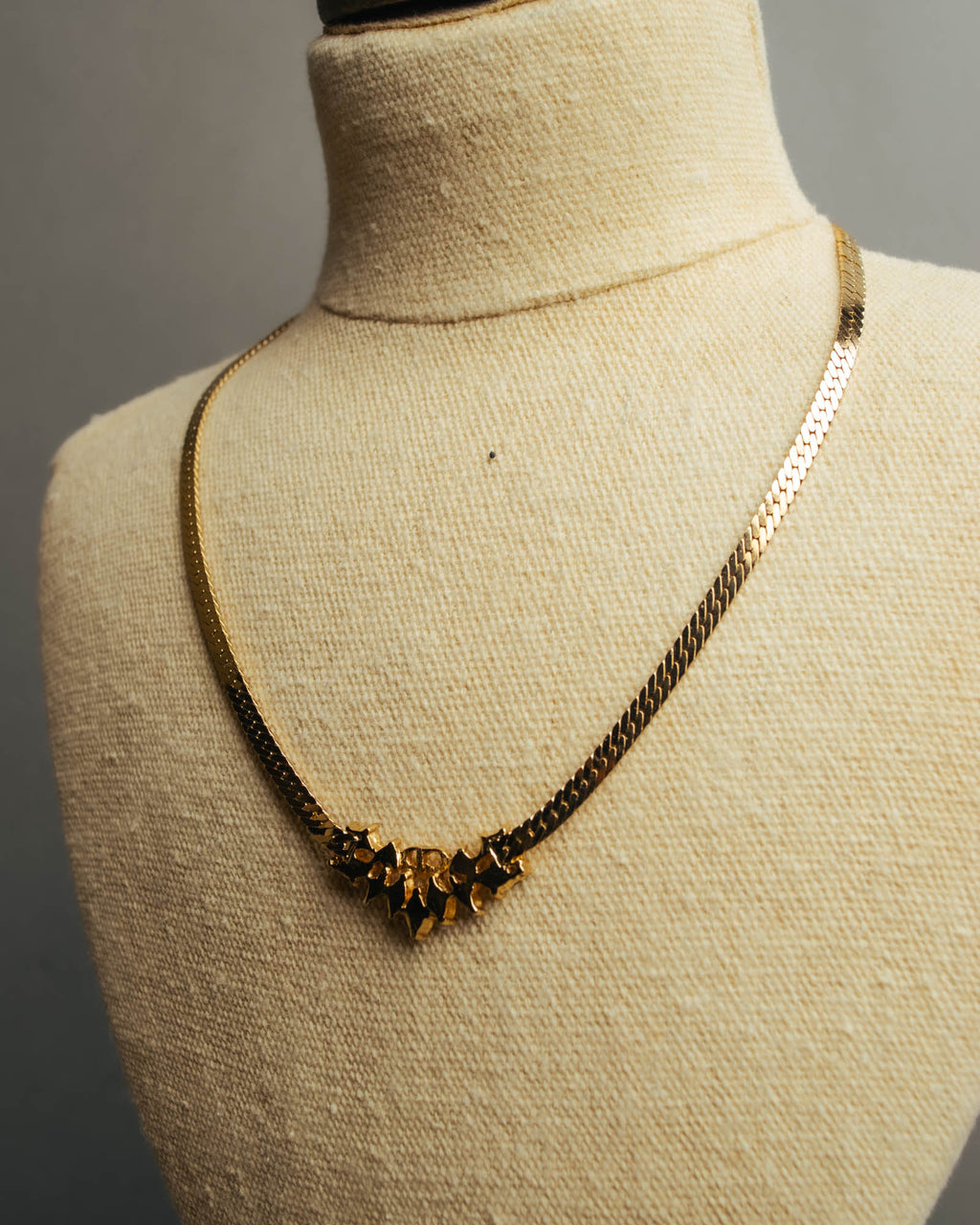 "Christian Dior" 80's-90's Rhinestone logo necklace
