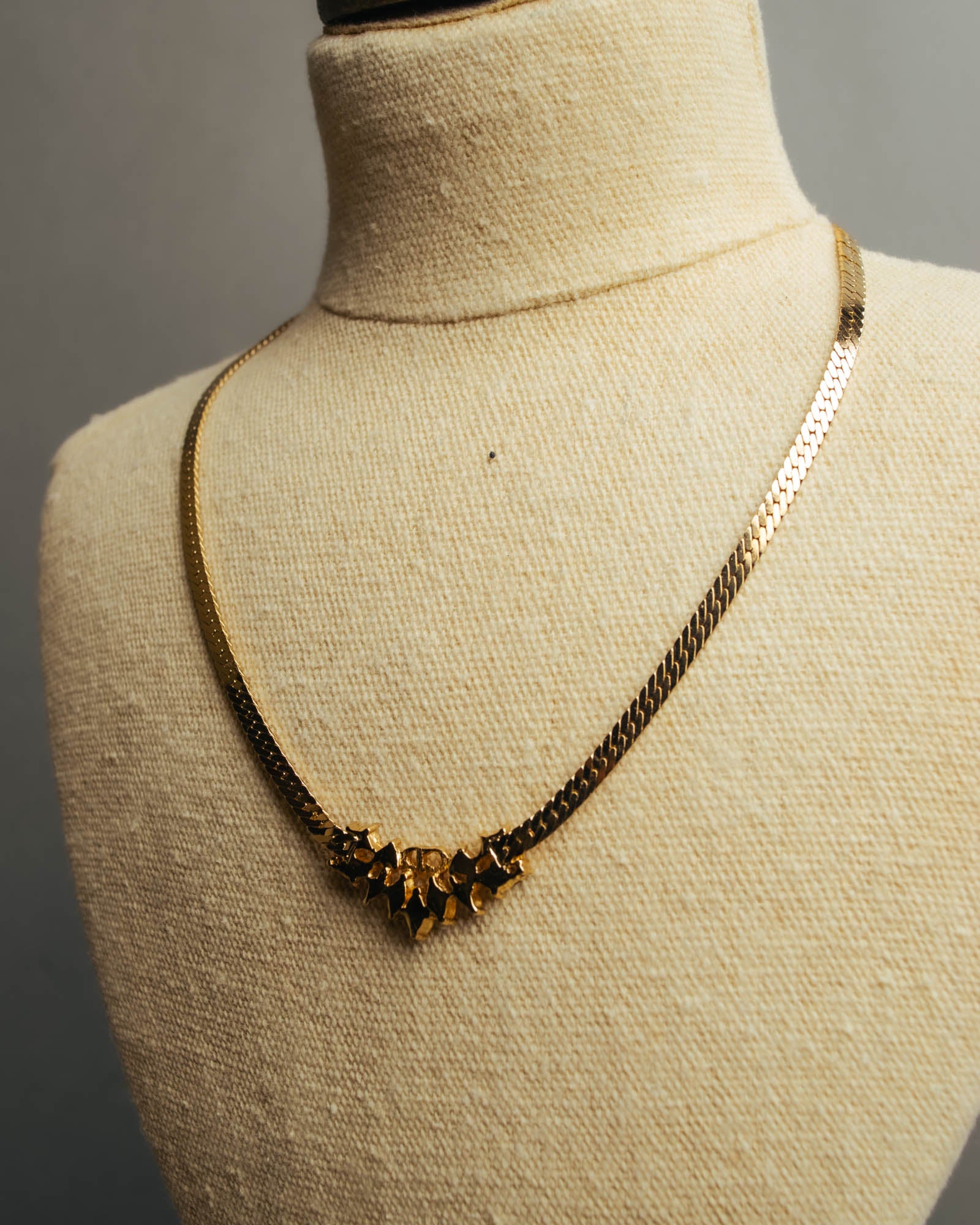 "Christian Dior" 80's-90's Rhinestone logo necklace