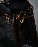 –SPECIAL– “GUCCI” 50’s-60’s Crocodile leather top handle bag