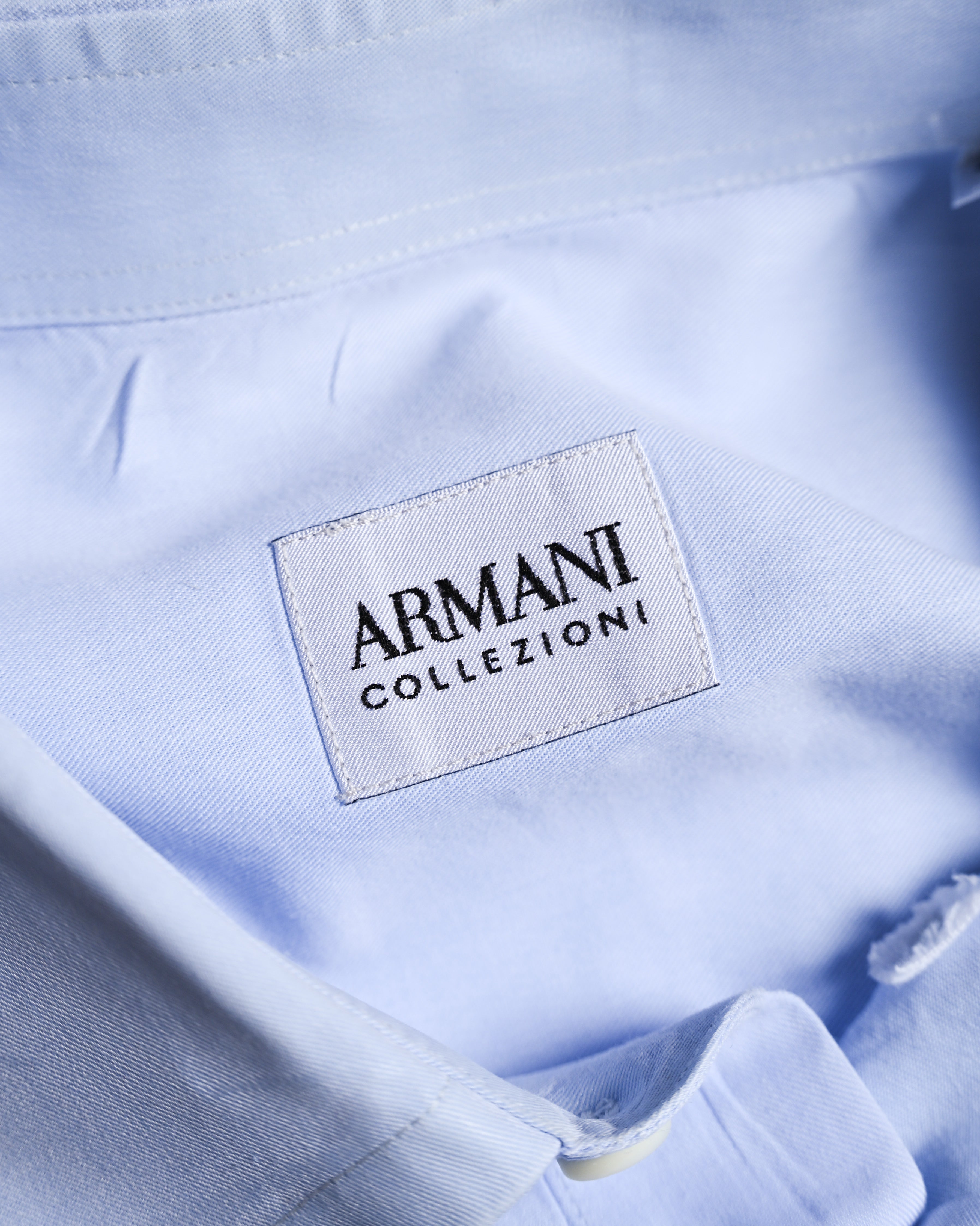ARMANI COLLEZIONI/ Snap Button-down Oversized Dress Shirt Light Blue