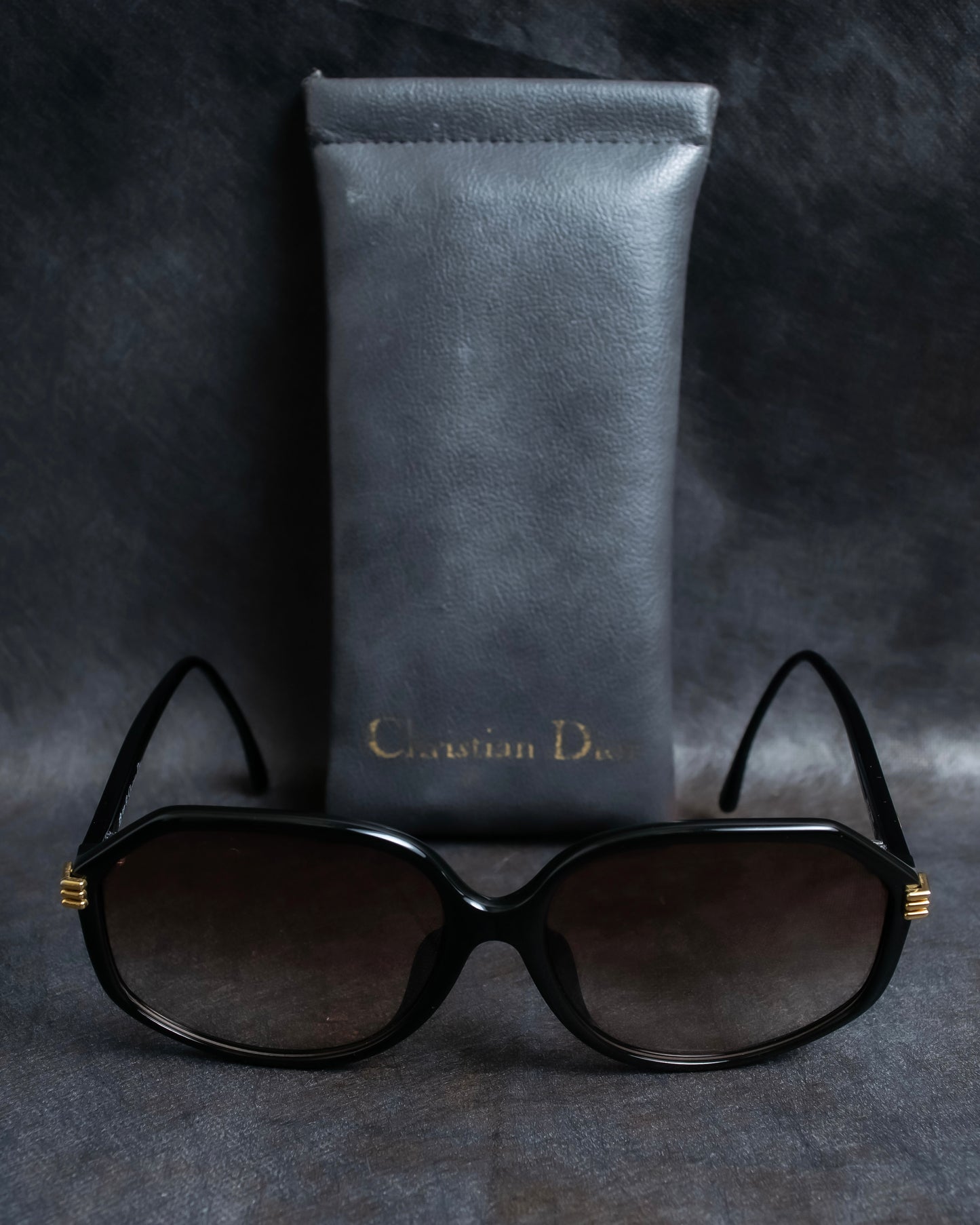 "Christian Dior" Hexagonal frame black sunglasses