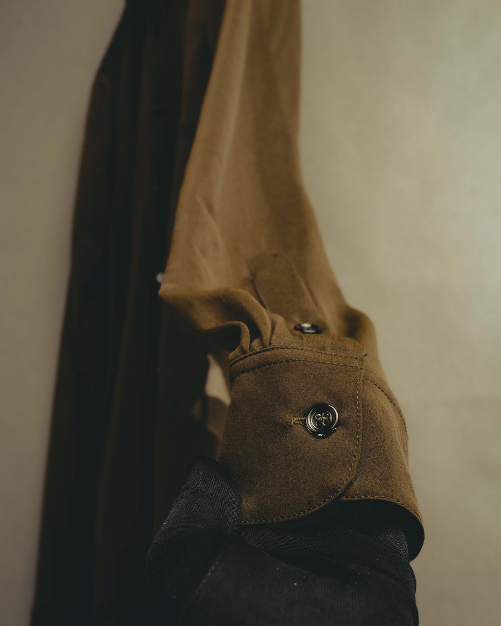 -SPECIAL- “Dries Van Noten” 20’s Sheer brown tailored long sleeve shirt