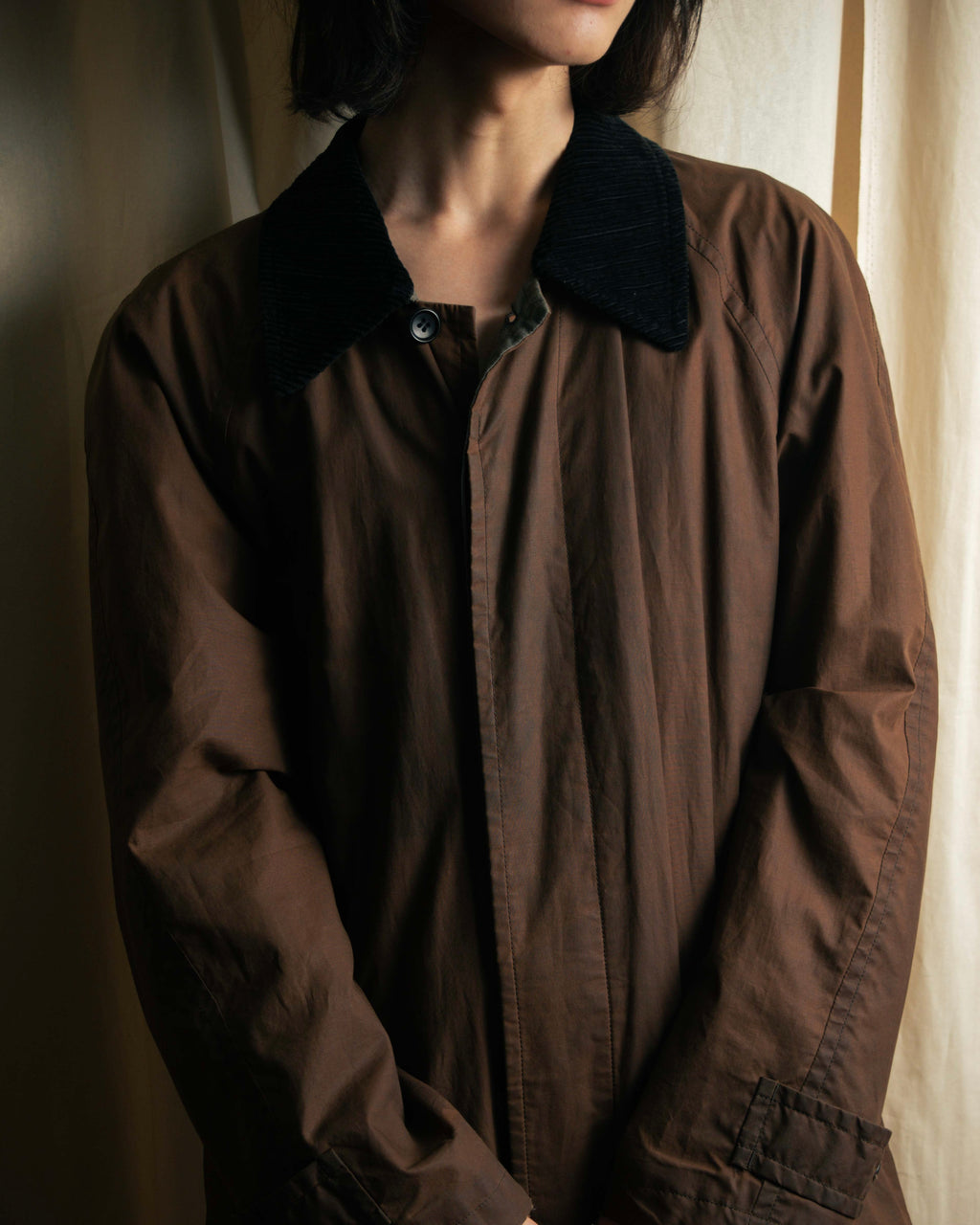 "COMME des GARCONS HOMME"
03AW corduroy collar design stand collar long coat