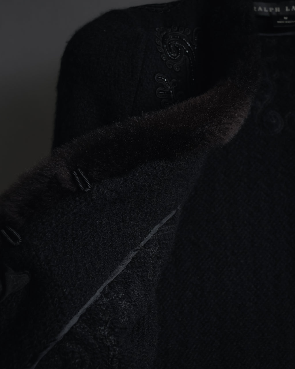 Chaqueta de piel con bordado de cuentas de los años 00 de Ralph Lauren