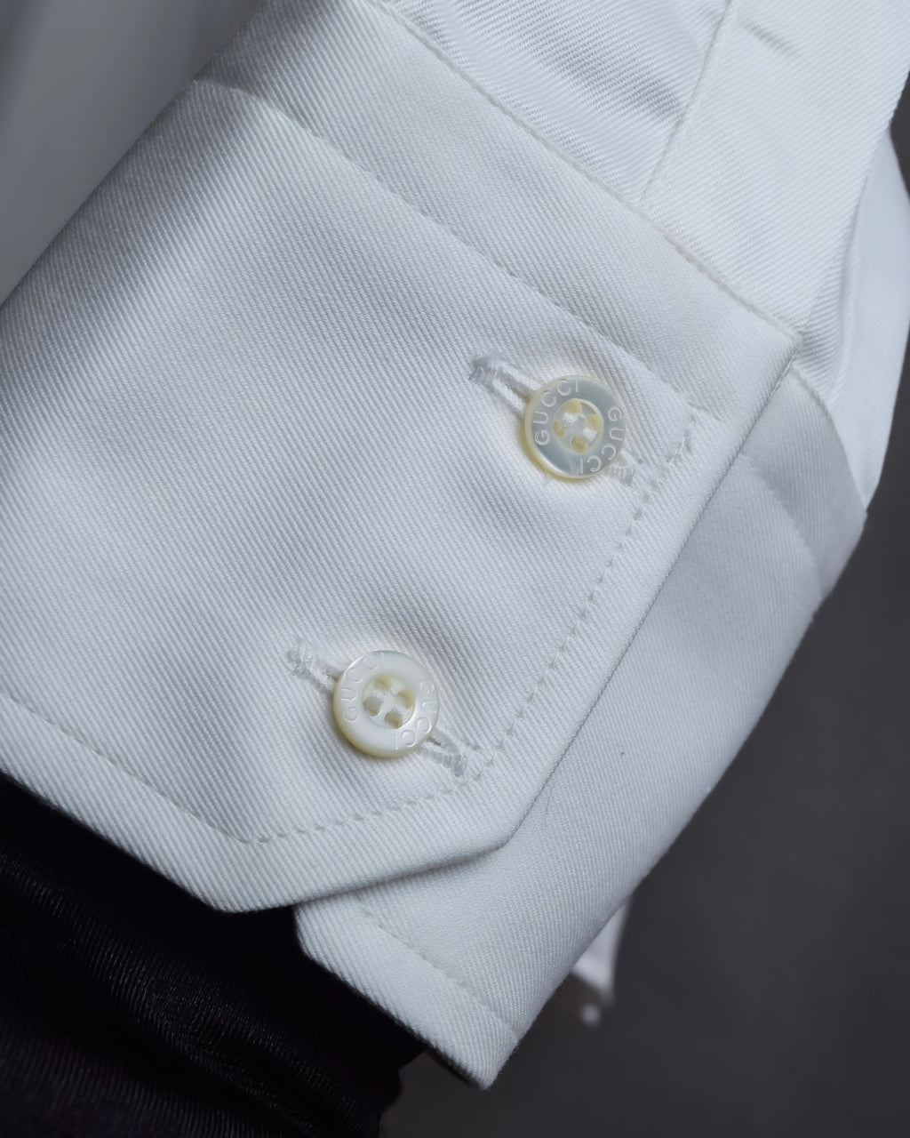 "GUCCI" Minimal collar detail white cotton shirt