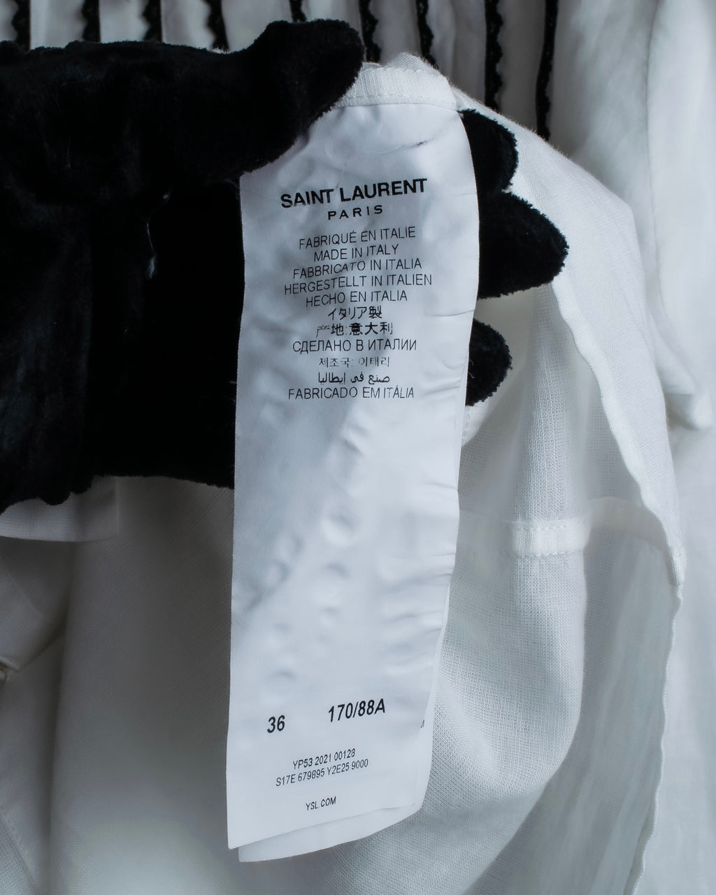 "Saint Laurent" 22SS Ribbon lace design tuxedo shirt