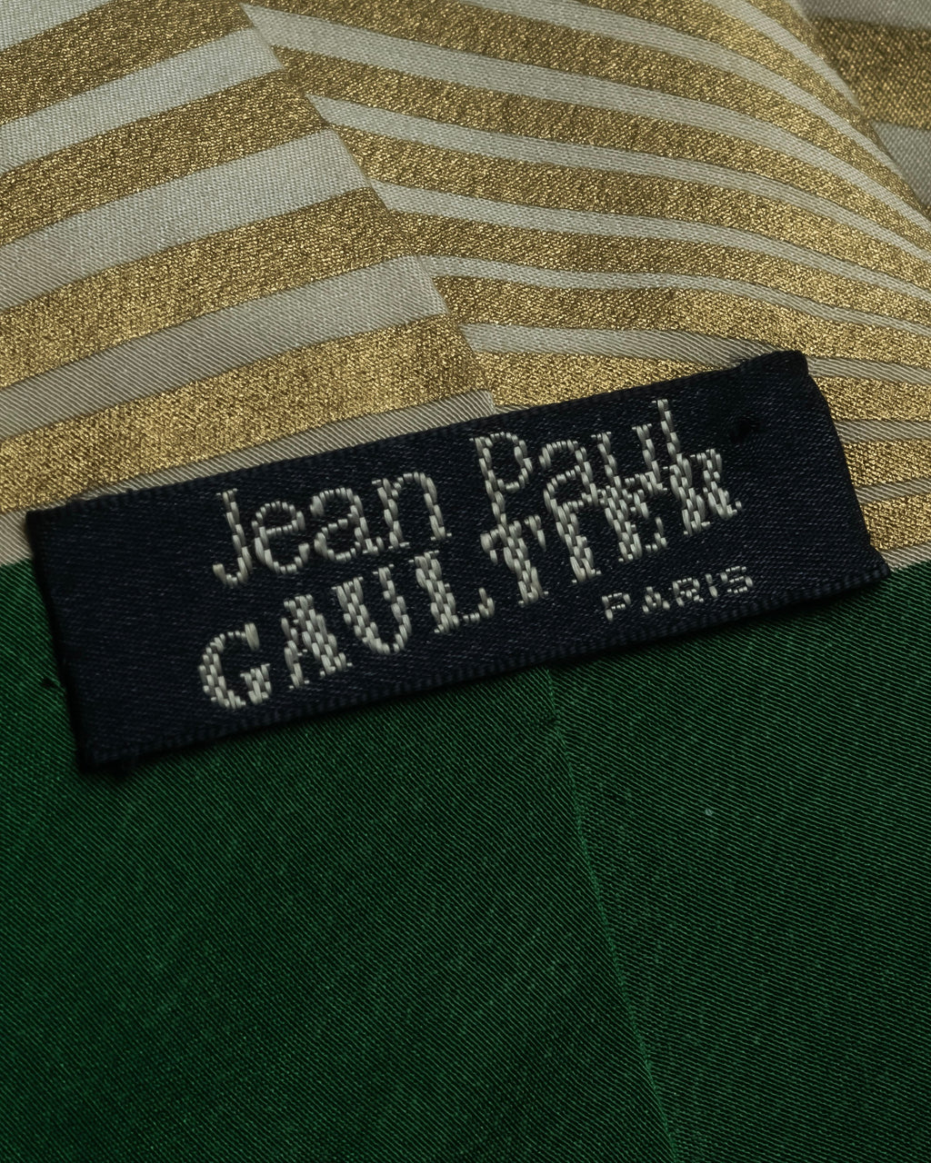 "JEAN PAUL GAULTIER" Radiation gold & human pattern silk neck tie