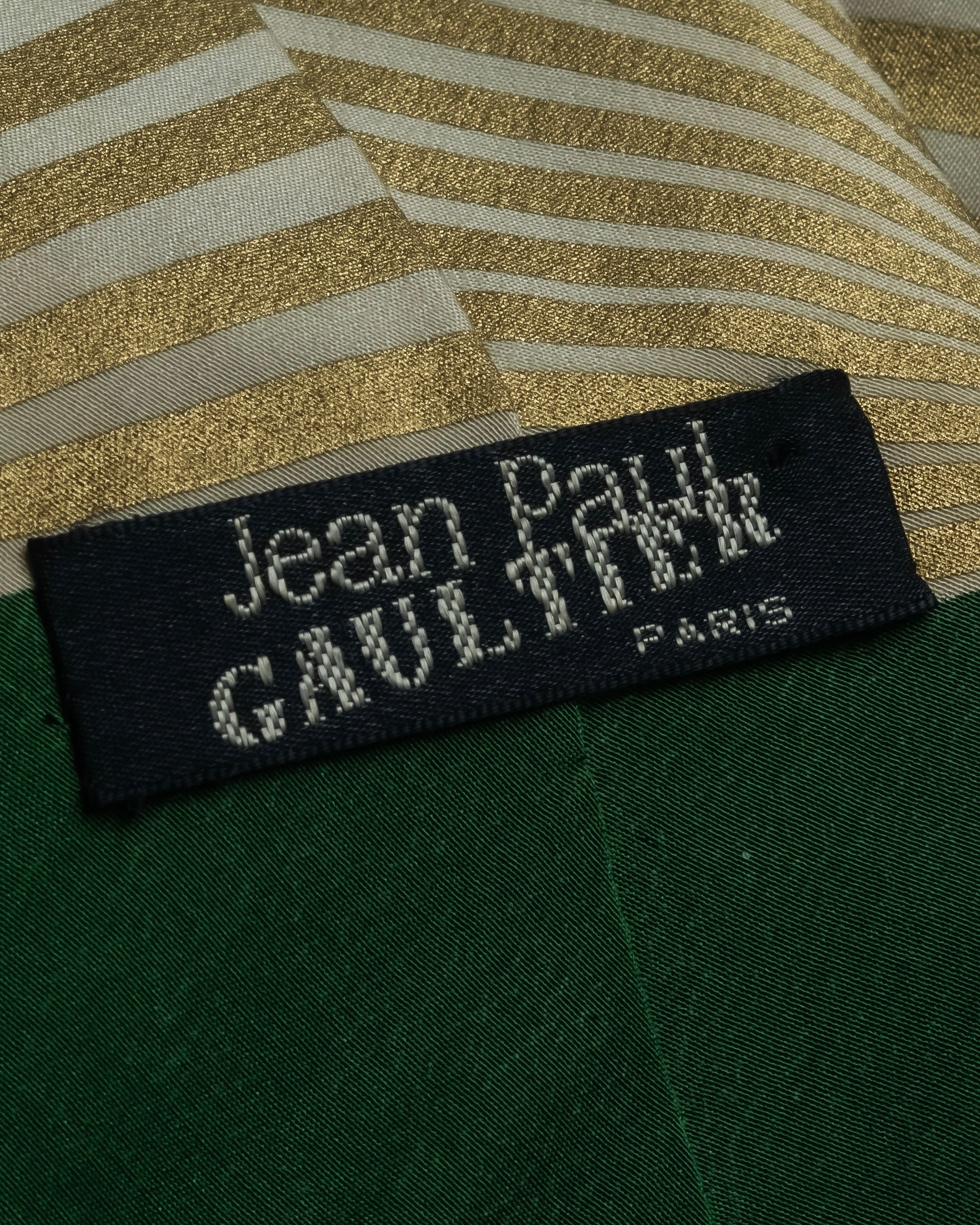 "JEAN PAUL GAULTIER" Radiation gold & human pattern silk neck tie