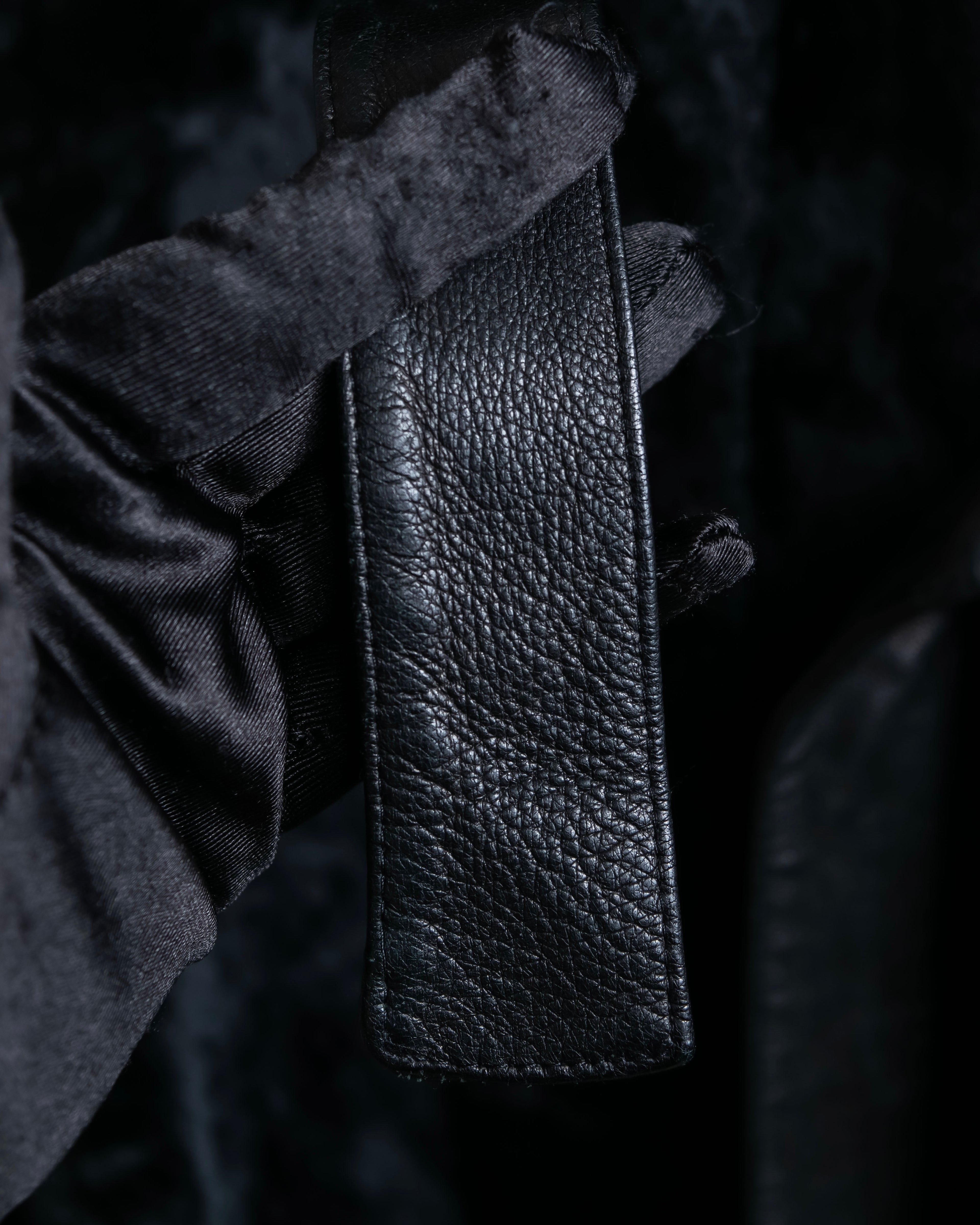 "EMPORIO ARMANI"  Leather belted design velour mid length gown coat