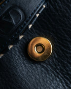 "Valentino Garavani" Saddle stitch design grain leather hand bag