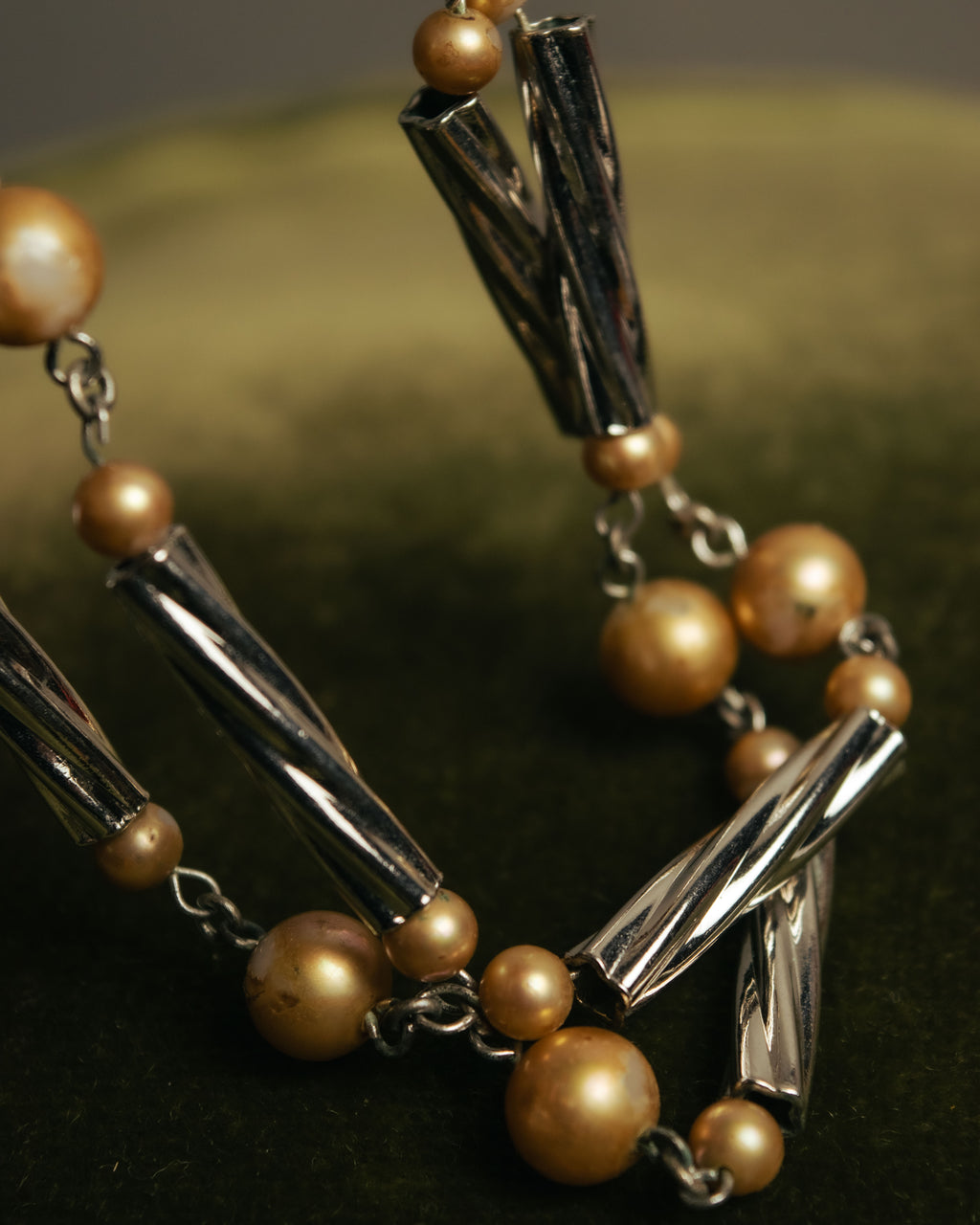 “Yves Saint Laurent” 80’s-90’s Cassandra logo mixed bead long necklace