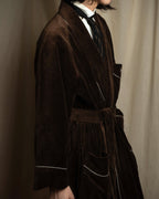 "CELINE" Piping design velour long gown coat