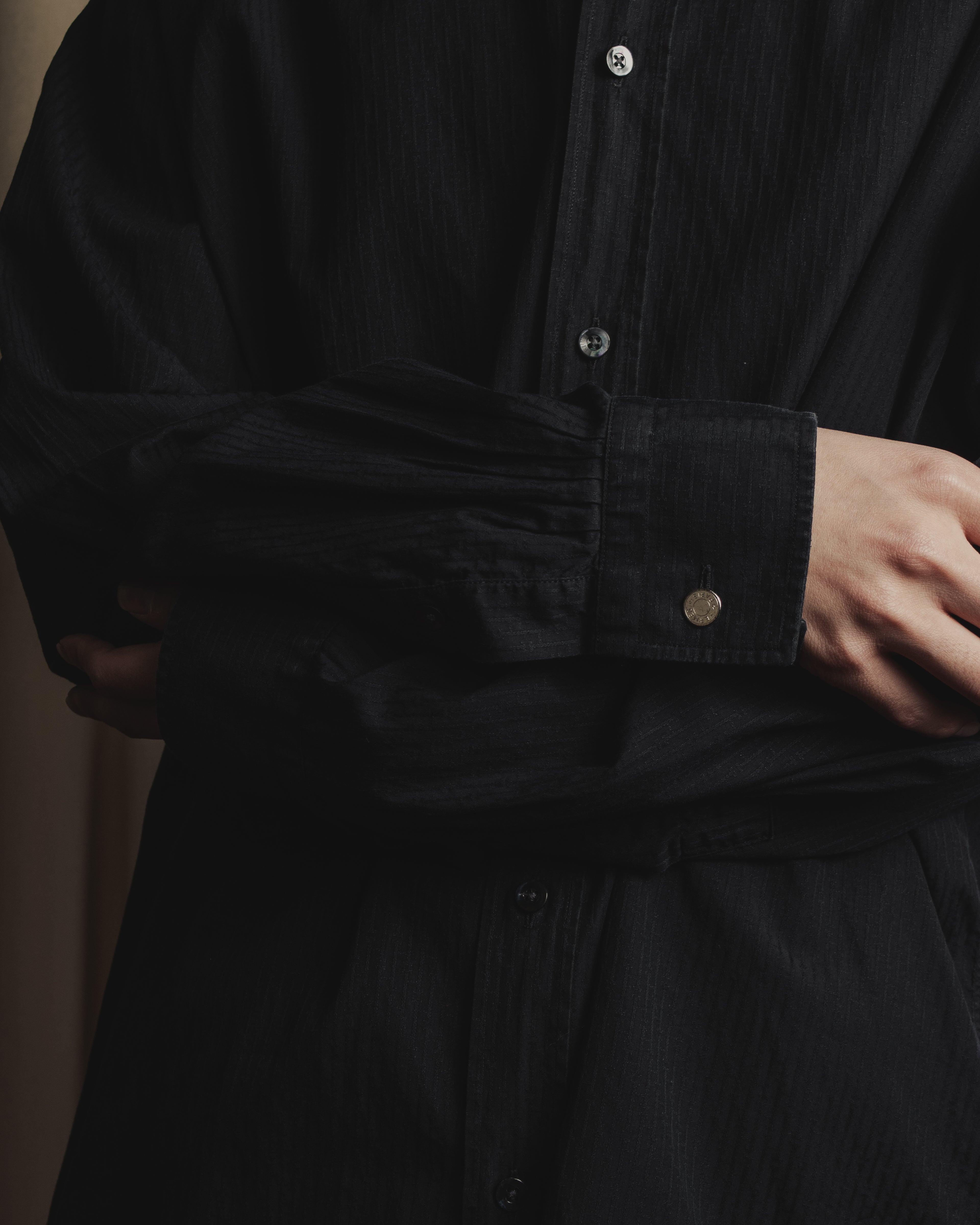 Camisa de botones con jacquard H-jacquard de los años 90 de "HERMES"