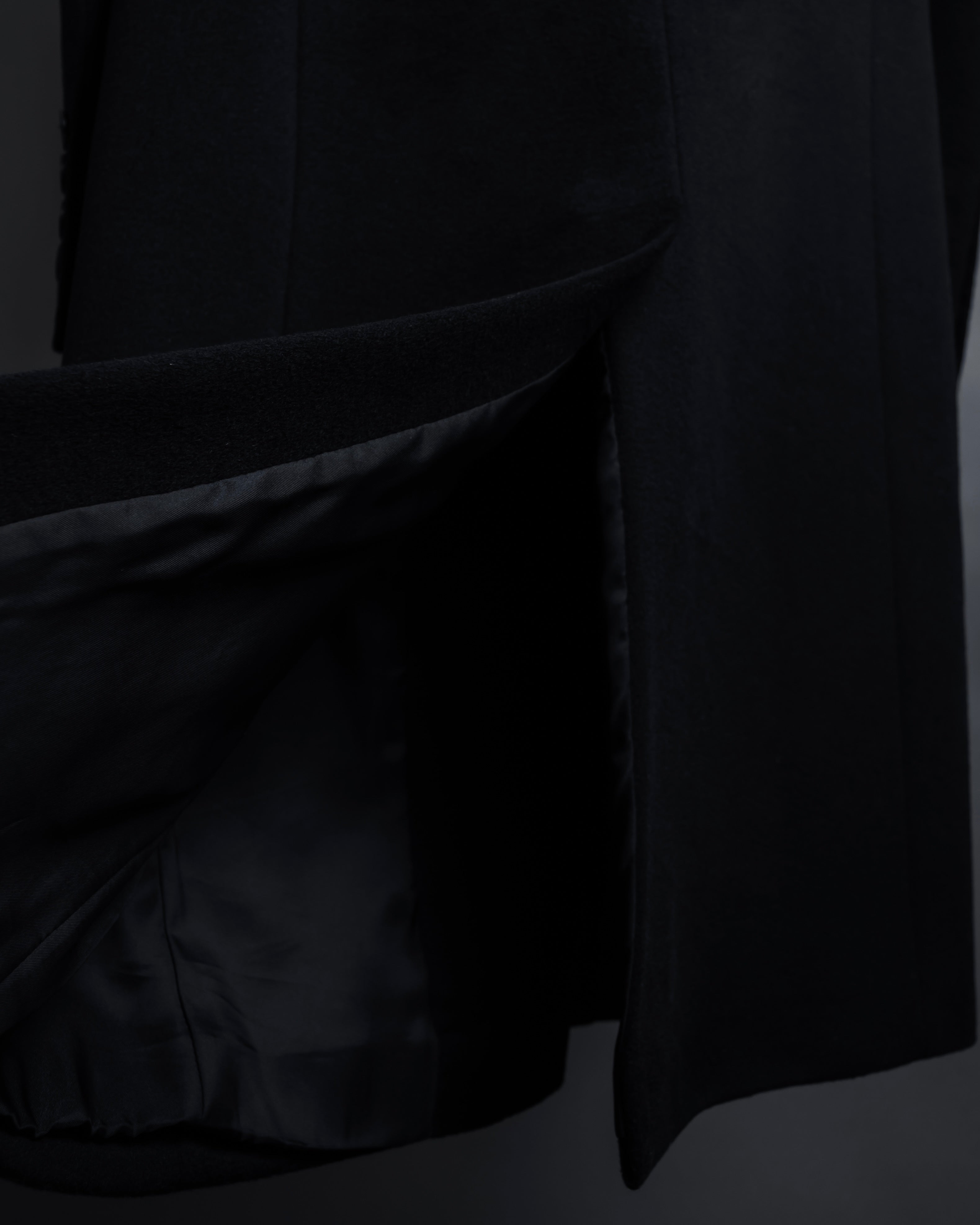 "GUCCI" Michele period solid black wool tailored coat