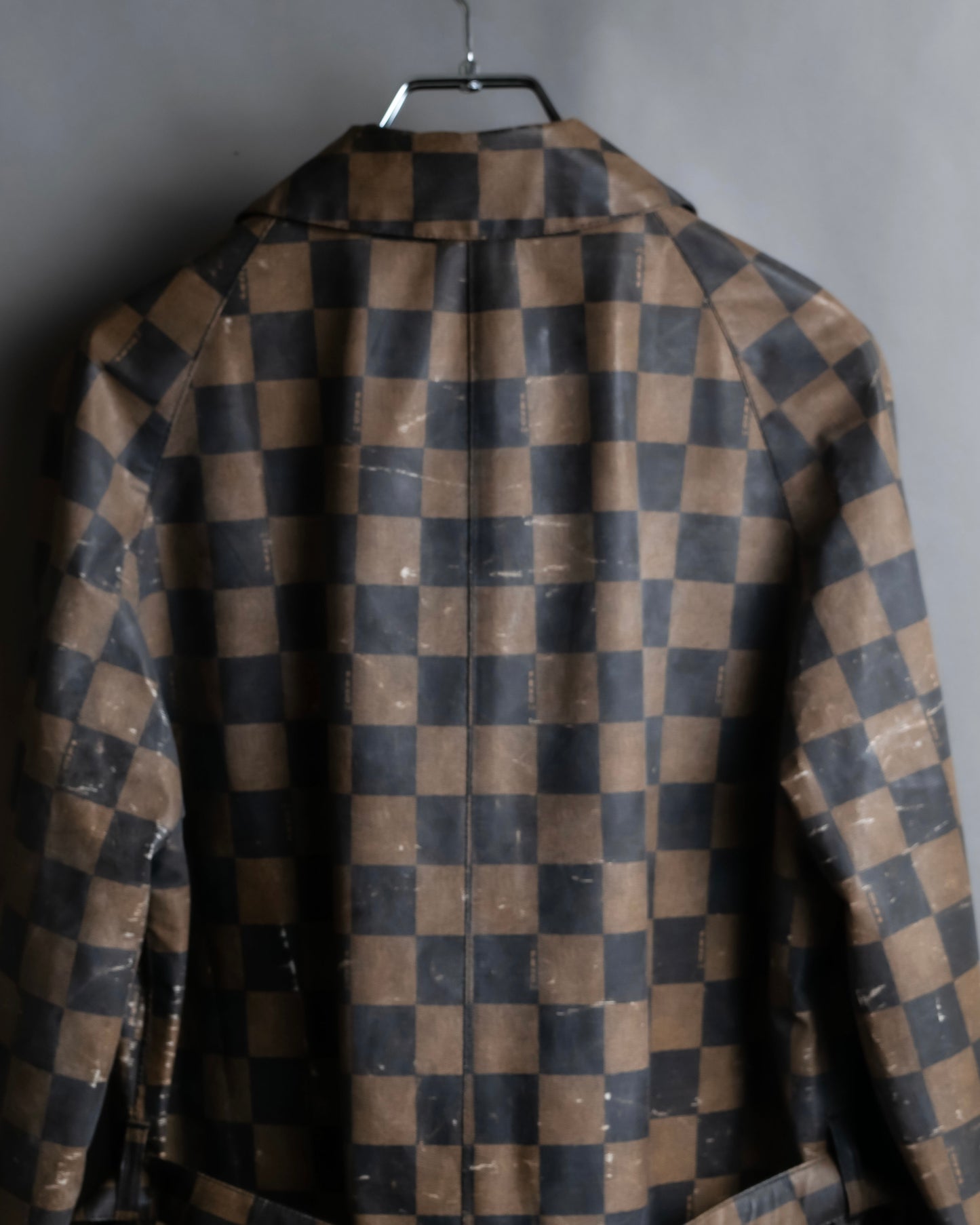 "FENDI" Pecan checkered belted mid length coat