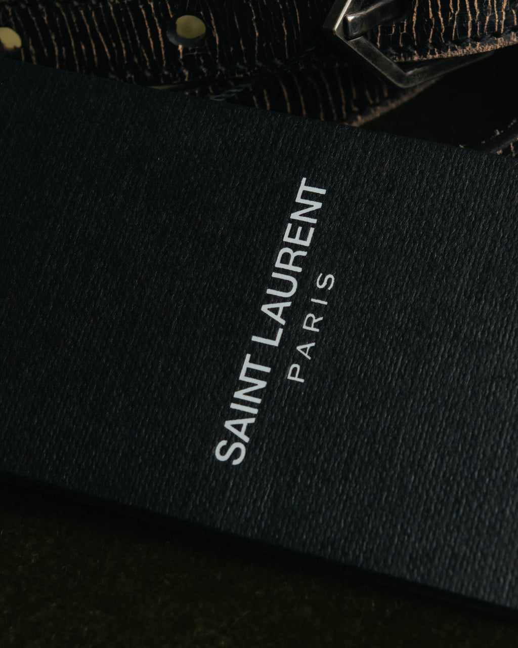 “SAINT LAURENT PARIS” 2010’s Lizard embossed narrow leather belt