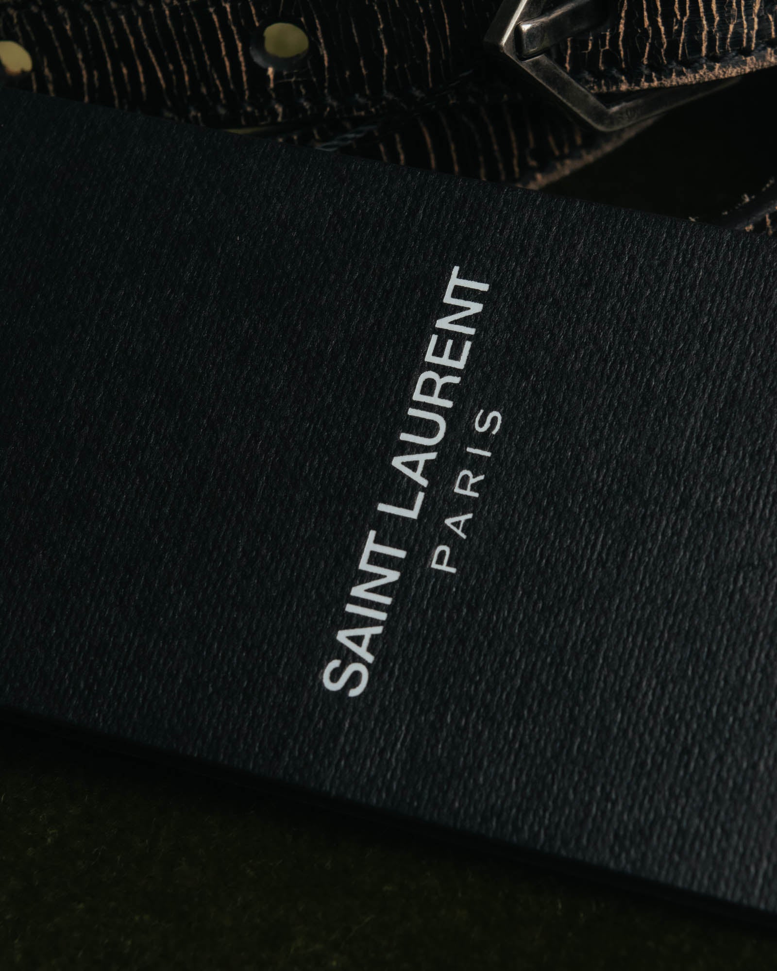 “SAINT LAURENT PARIS” 2010’s Lizard embossed narrow leather belt