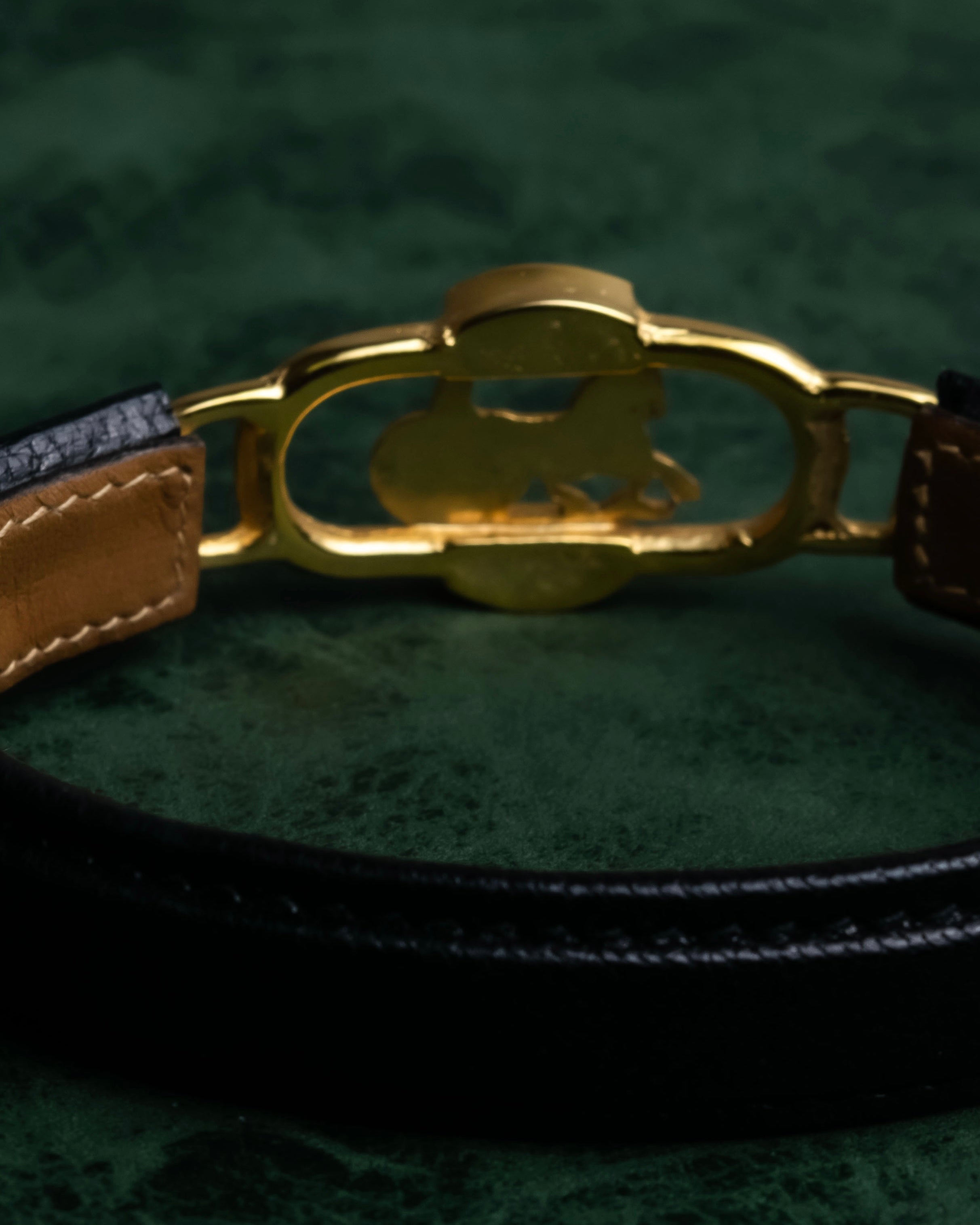 "CELINE" Horse-drawn carriage motif buckle leather bracelet