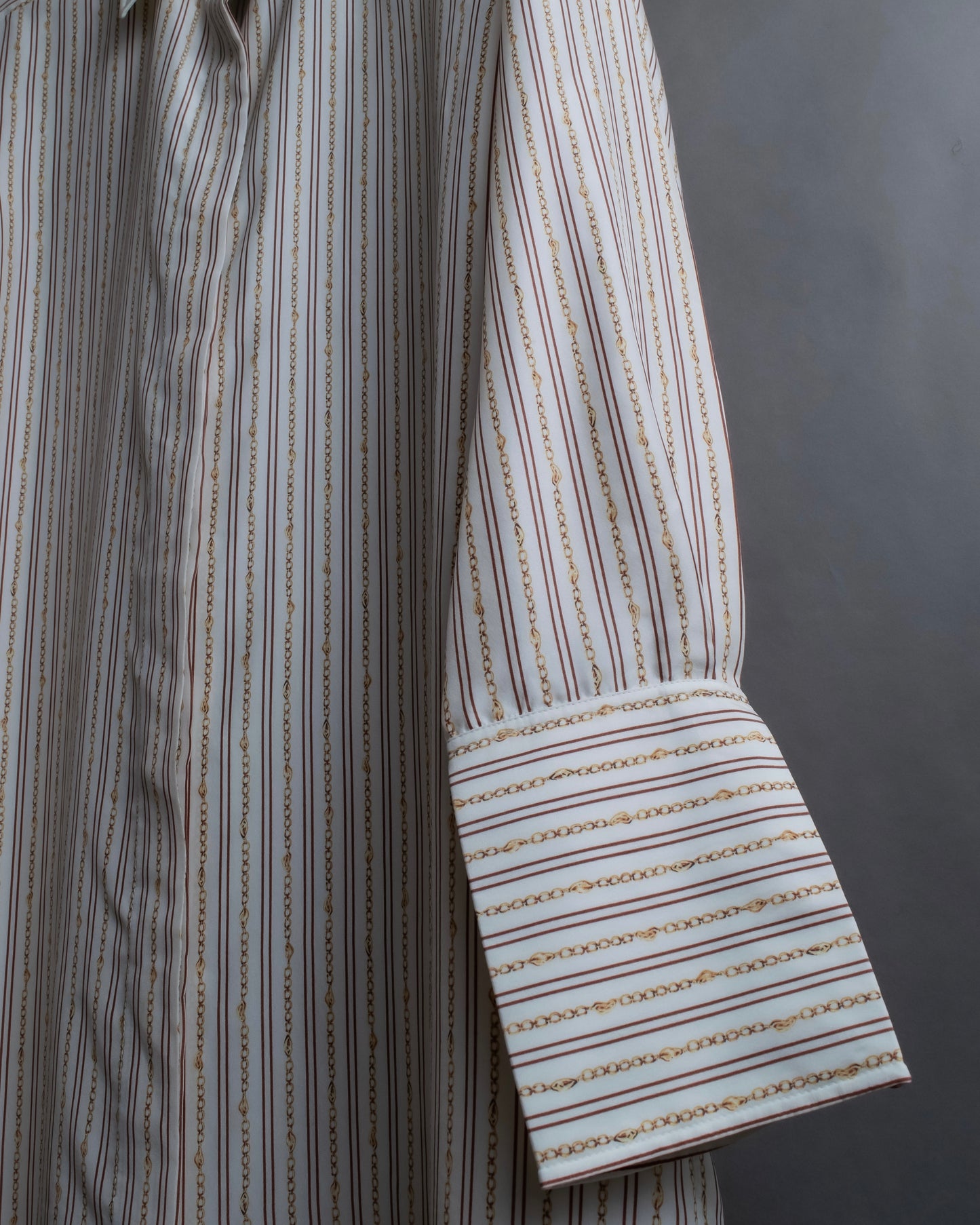 "Chloe" Chain＆stripe pattern relaxed shirt