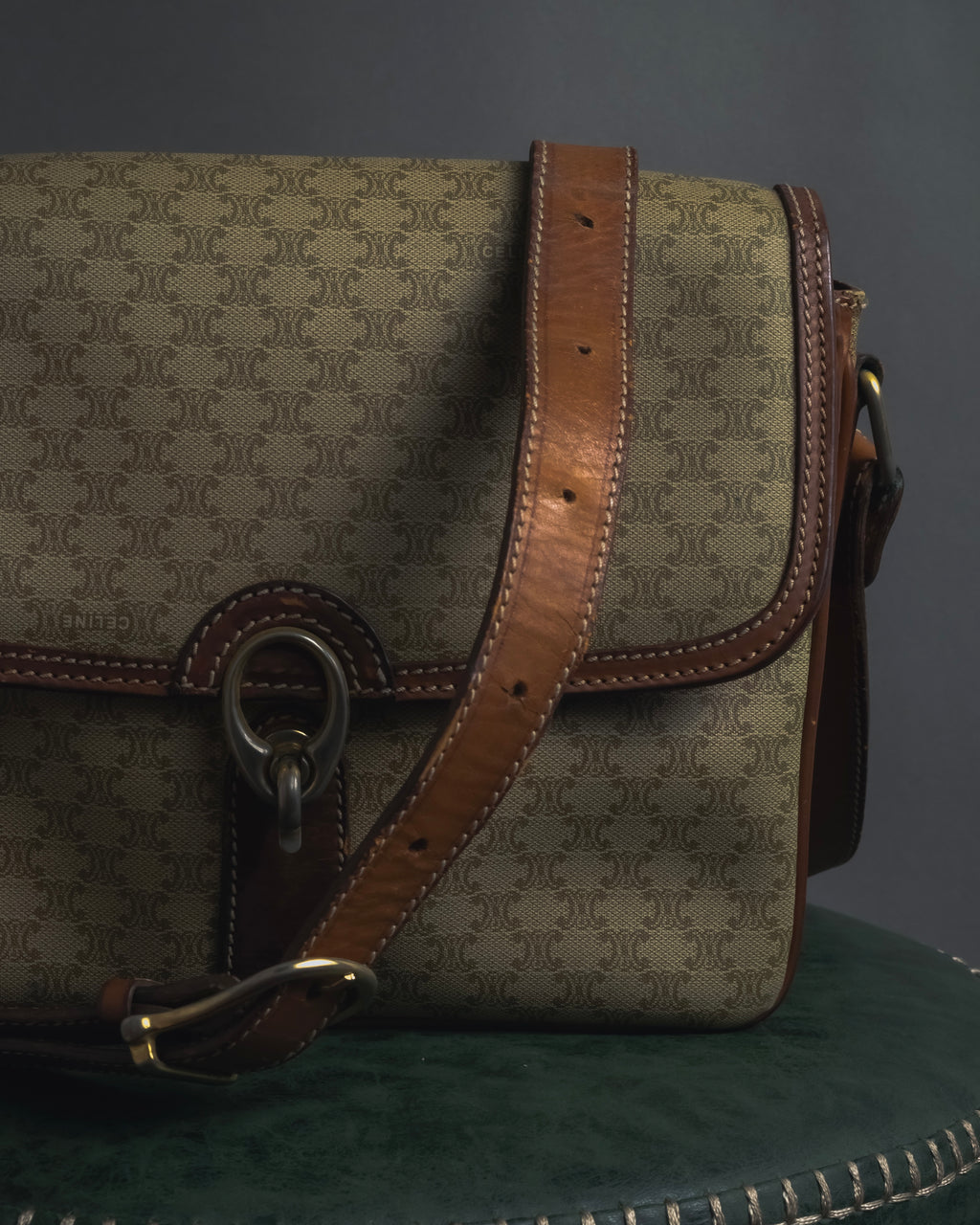 "CELINE" 80’s macadam canvas shoulder bag