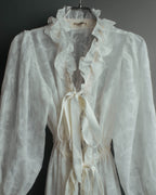 “Yves Saint Laurent” 80’s-90’s Sheer floral ruffle lingerie robe