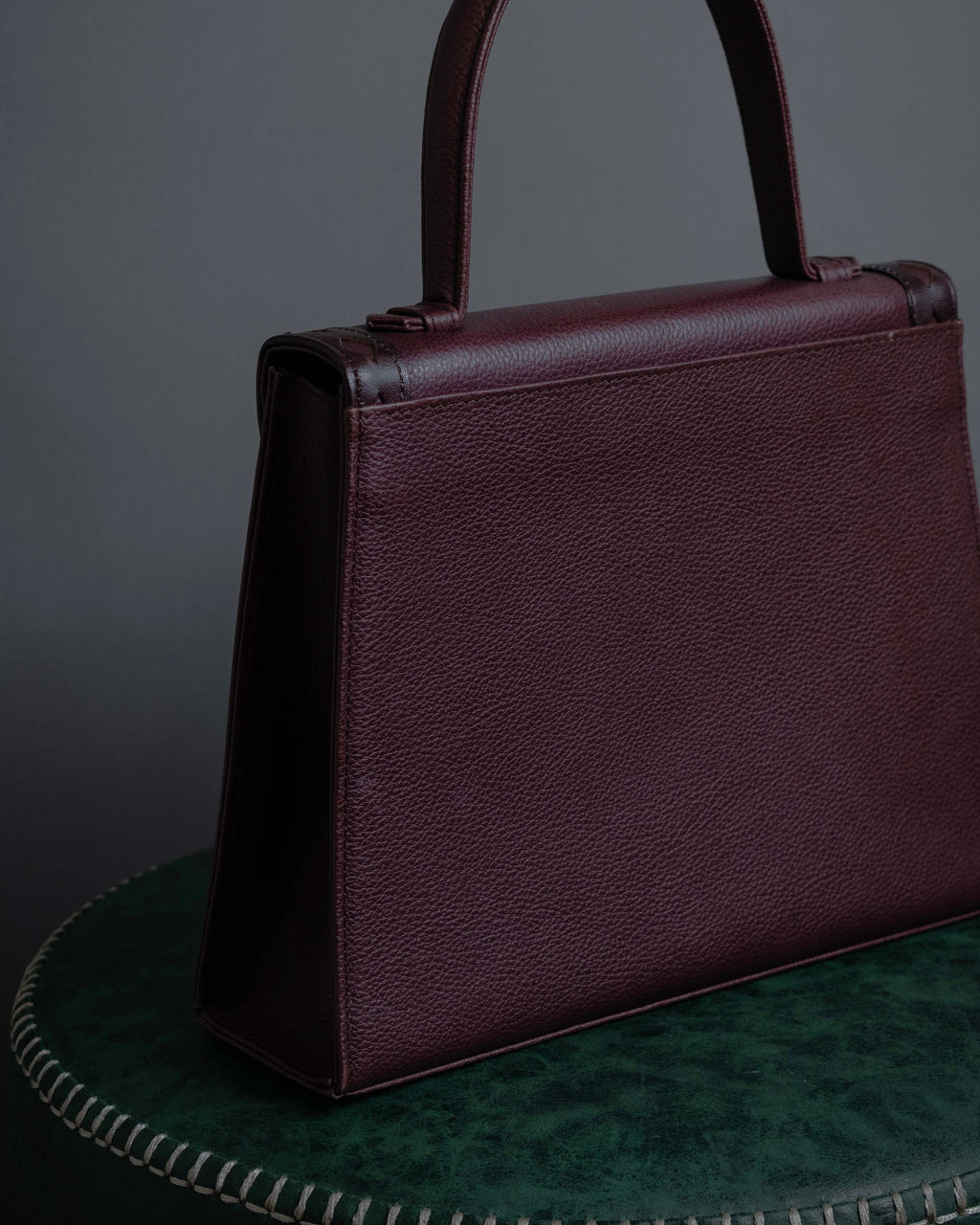 "YVES SAINT LAURENT" Diamond trim design 2way leather handle bag