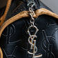 "YVES SAINT LAURENT" Logo engraved bicolor leather boston bag