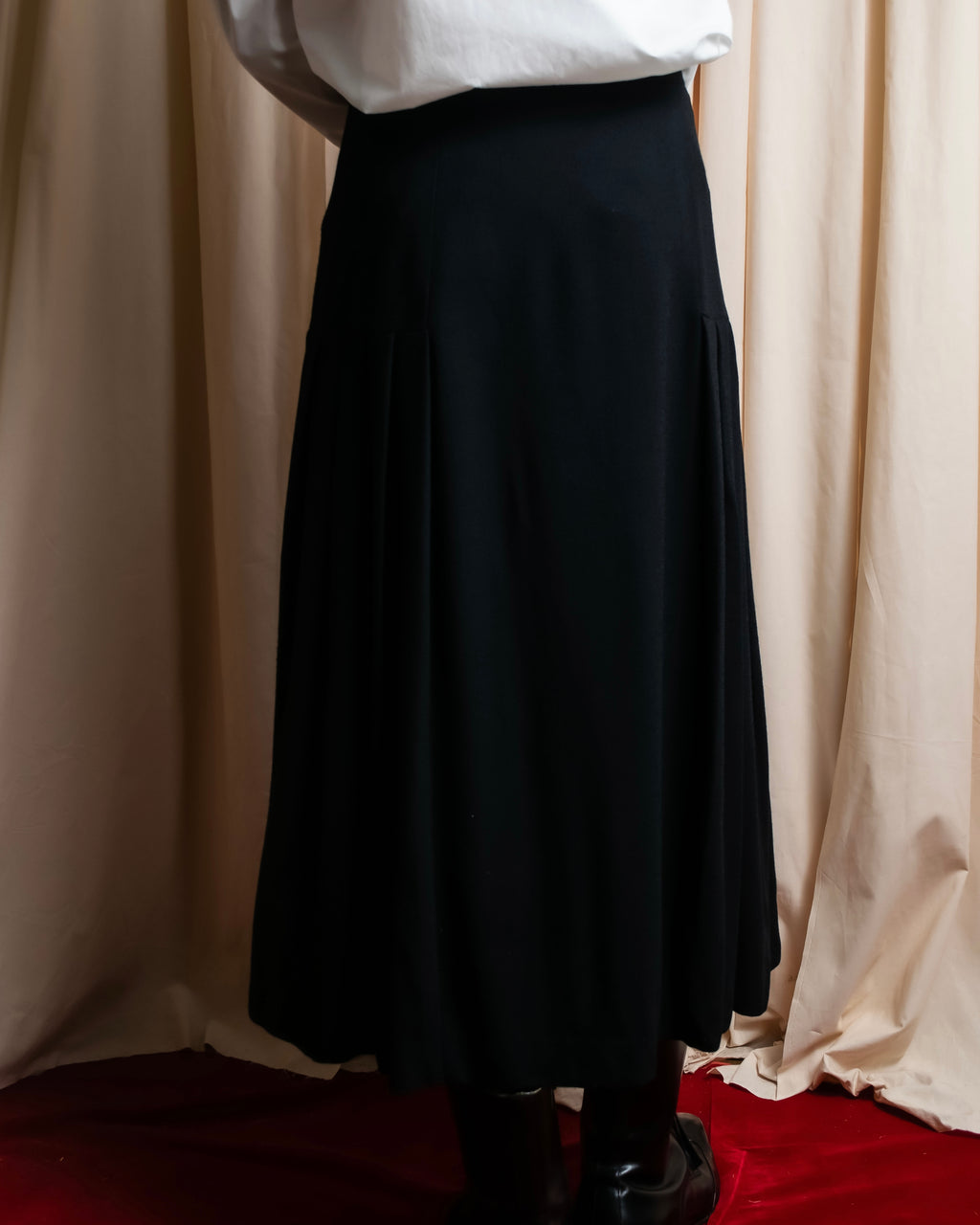 "Christian Dior" Wool draped pleated flared skirt
