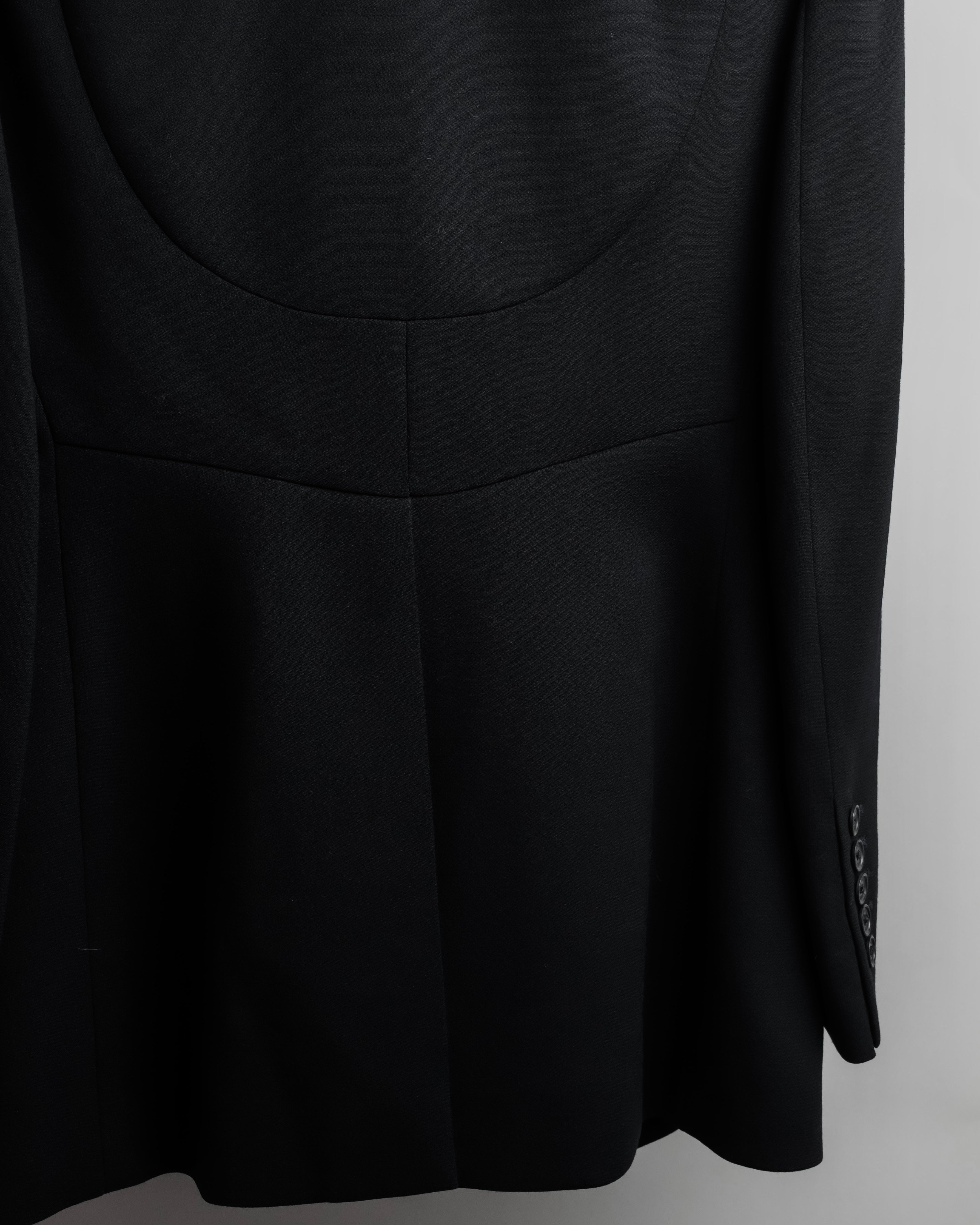 "HERMES" 90's classic detail dark blue tailored jacket