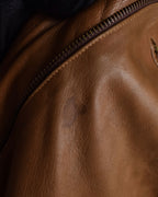 "LOEWE" 80-90's Vintage texture leather zip hoodie