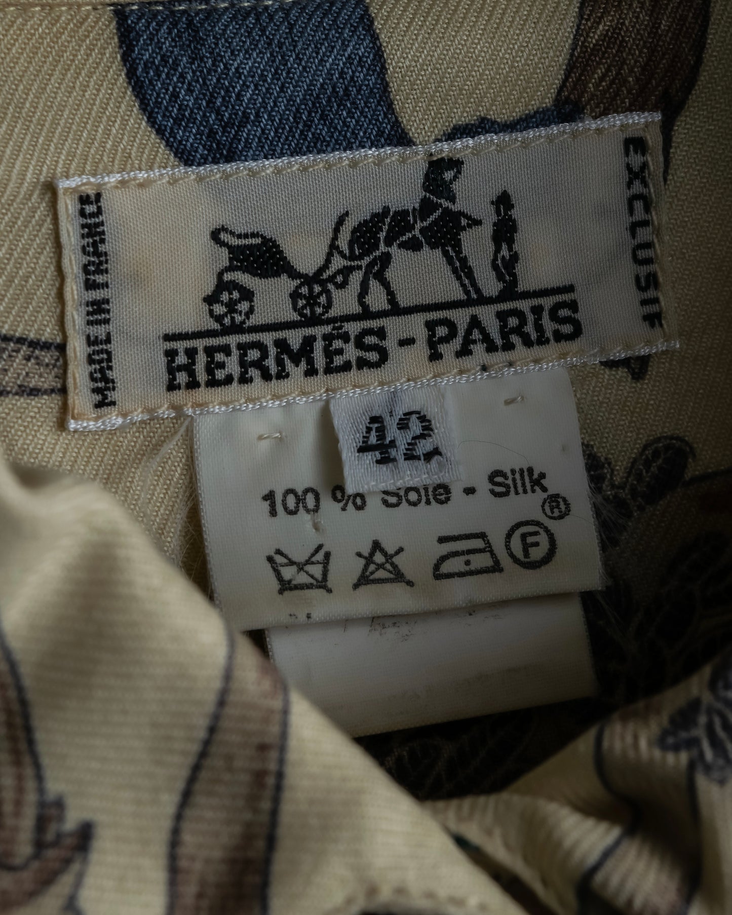 "HERMES" Natural animal pattern oversized silk shirt