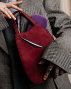 "LOEWE" Deep red color triangle suede bag
