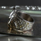 "CHANEL" Camellia motif rhine stone coco mark ring