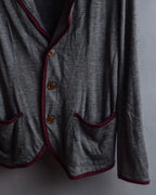 "Vivienne Westwood MAN" Bordeaux piping design draped tailored jacket