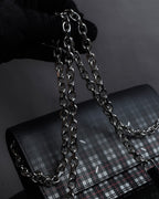 "MAISON MARGIELA" Check pattern gradient design chain shoulder leather wallet bag