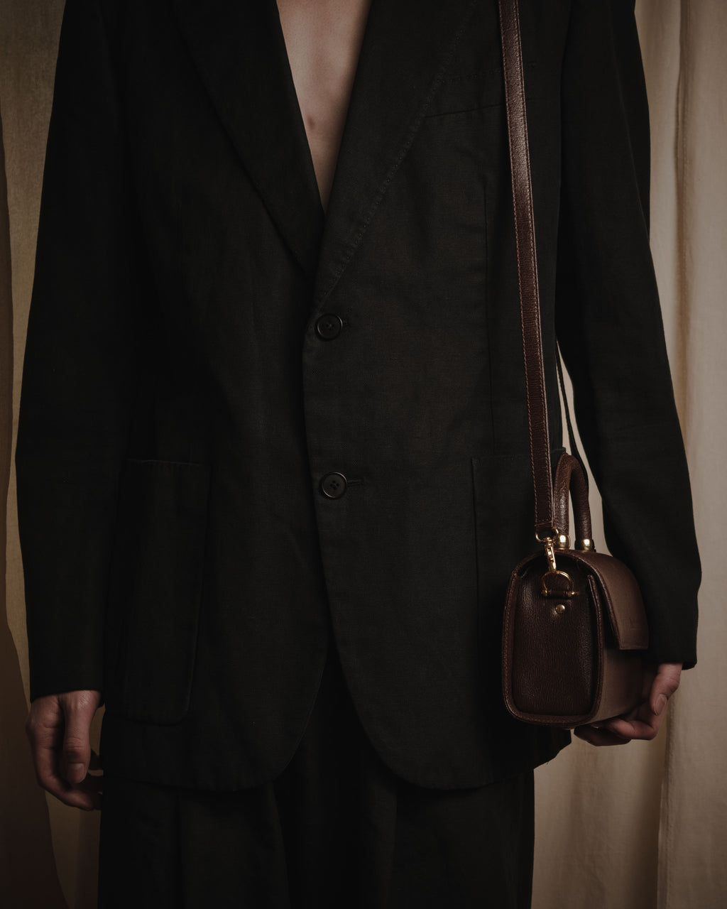 "Max Mara" Structured top handle leather shoulder bag