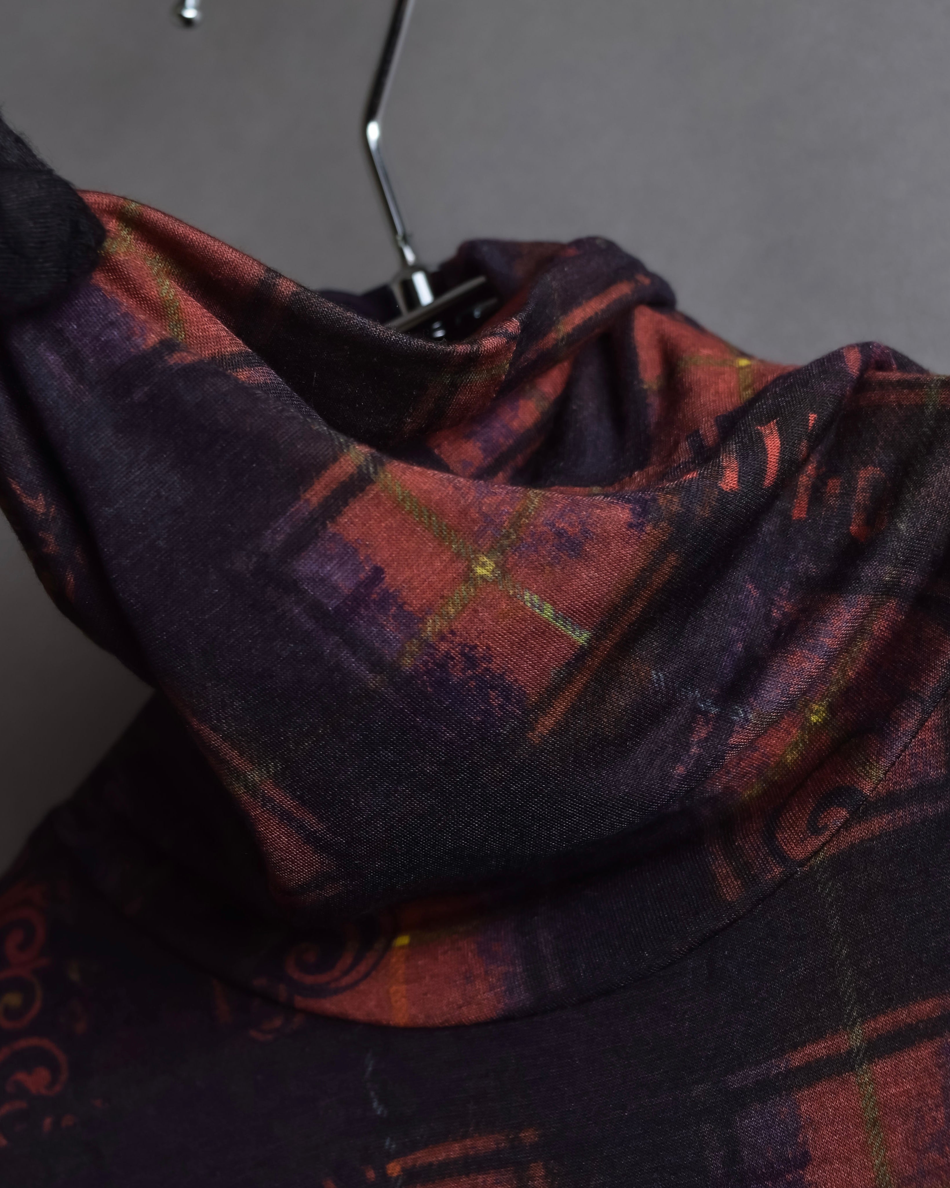 "John Galliano" Layered oriental check pattern pullover