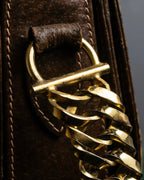 "GUCCI" Vintage horsebit motif leather shoulder bag