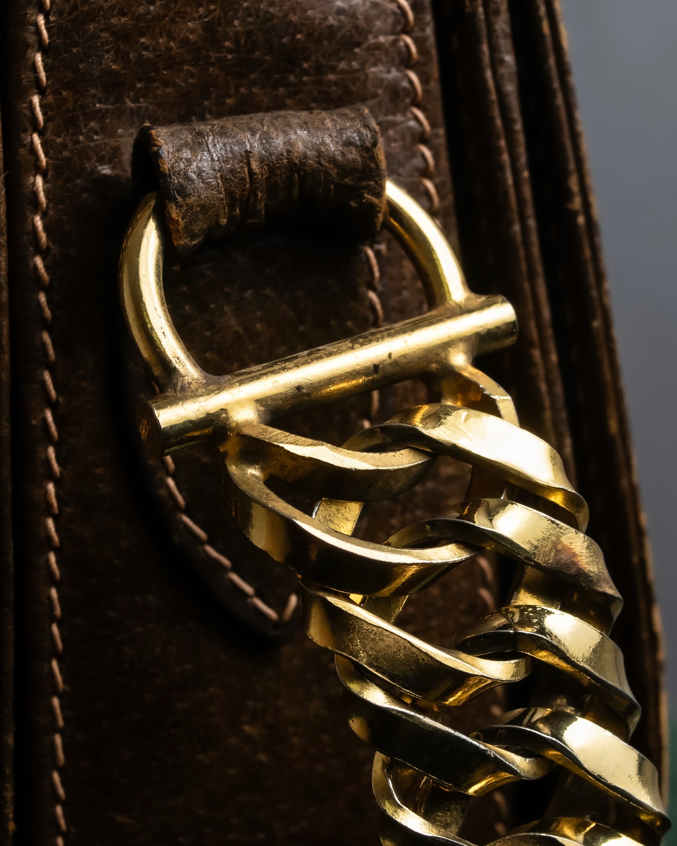 "GUCCI" Vintage horsebit motif leather shoulder bag