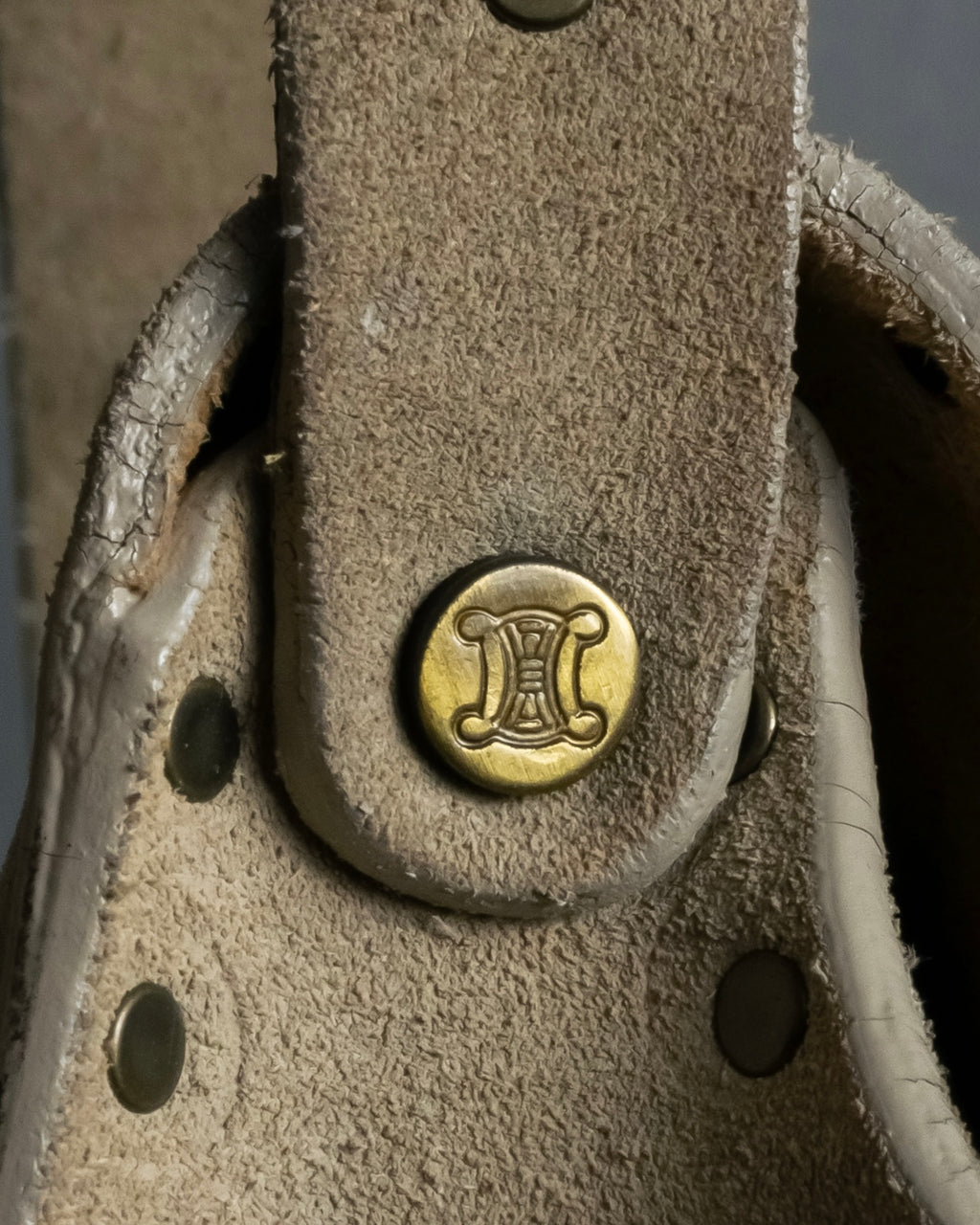 "CELINE" Studs design suede leather shoulder bag