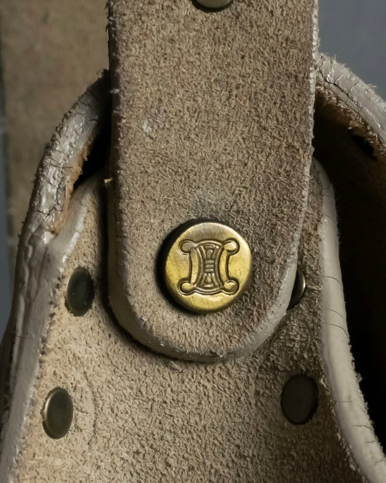 "CELINE" Studs design suede leather shoulder bag