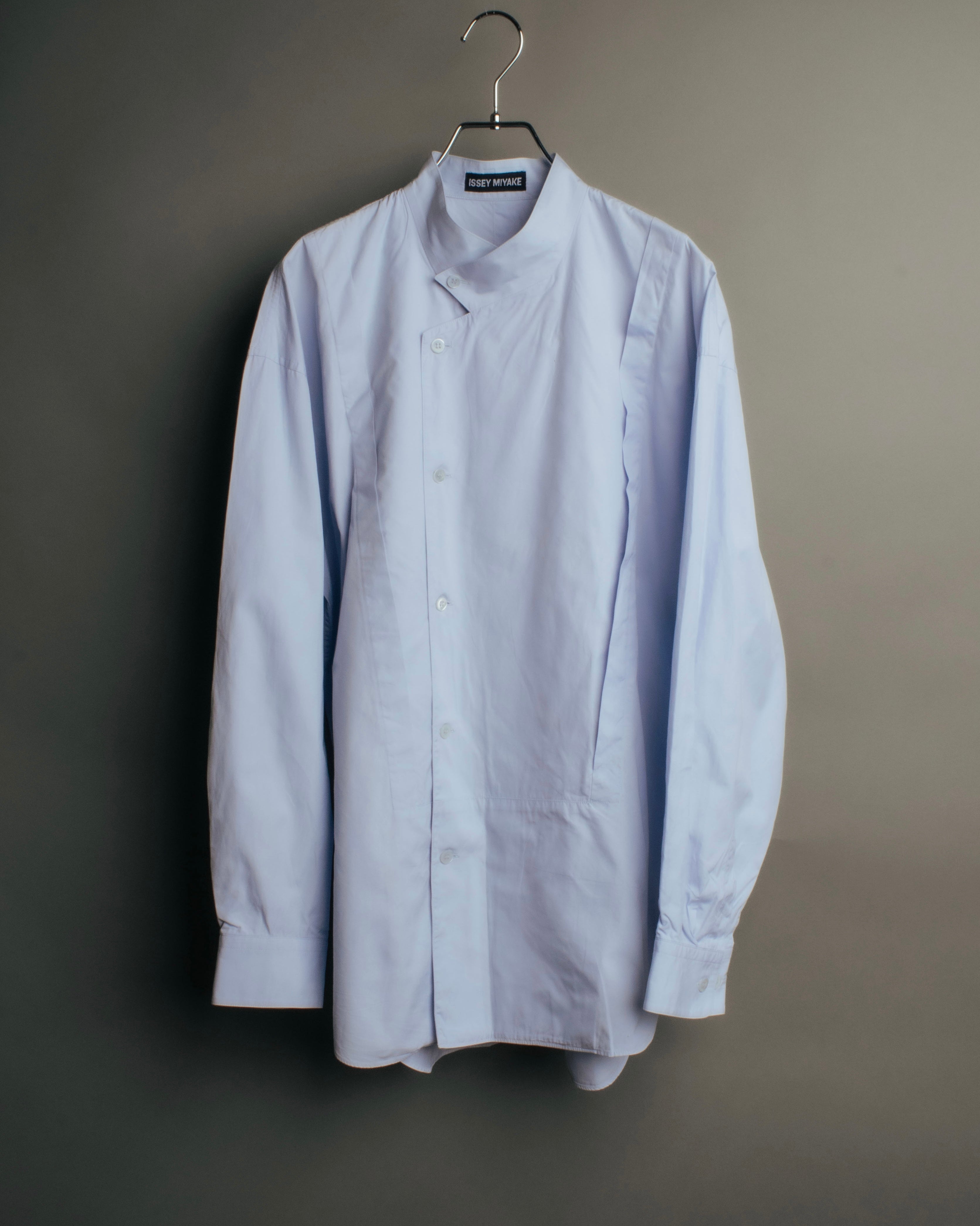 “ISSEY MIYAKE” 90’s-00’s Asymmetric stand collar cotton shirt