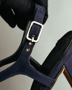 "PRADA" 90's-00's Dark navy t-strap pumps