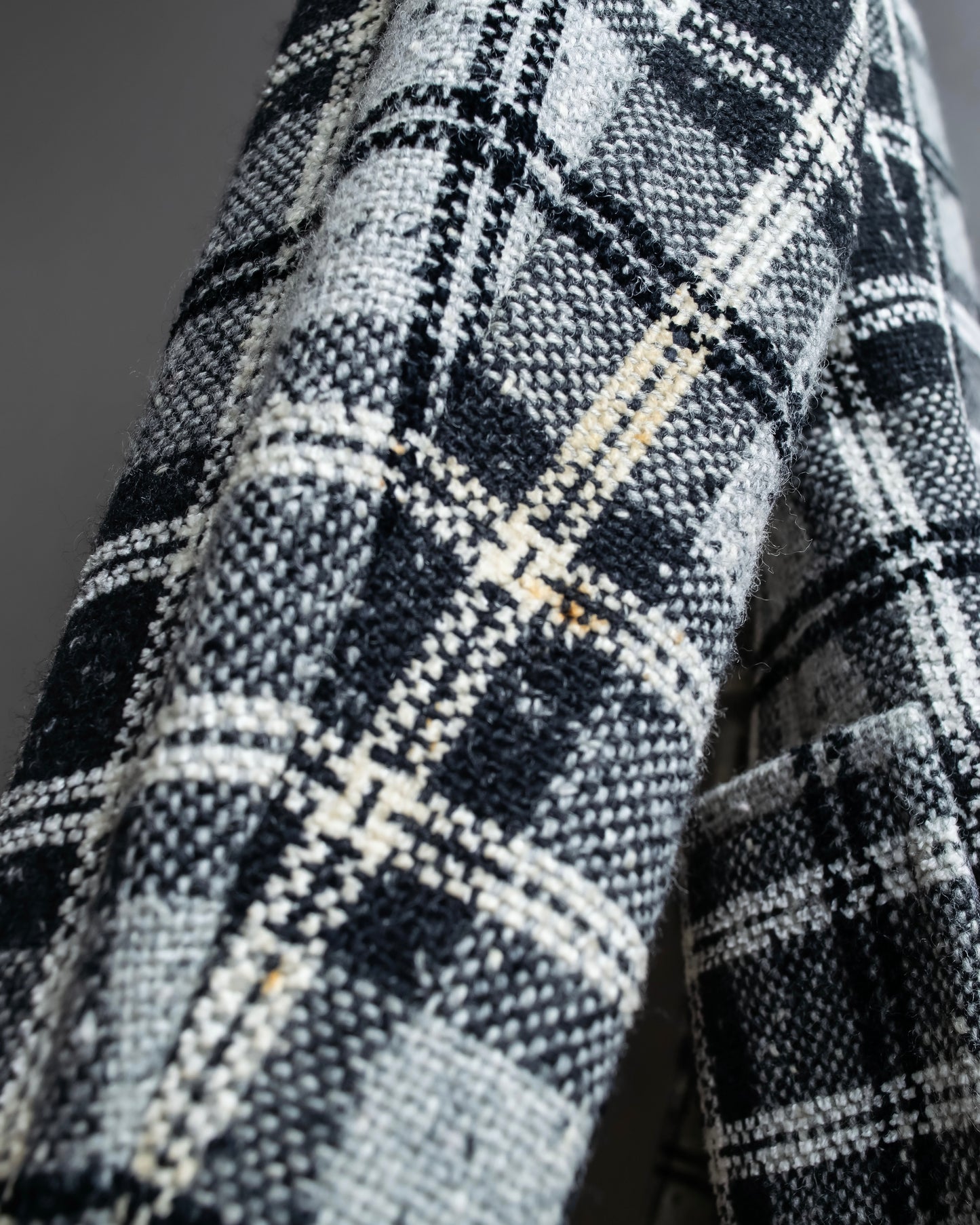 "YVES SAINT LAURENT" Monotone Madras check pattern shaped tailored jacket