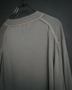 “HERMES” 2000’s Lambskin trimmed high gauge wool cardigan