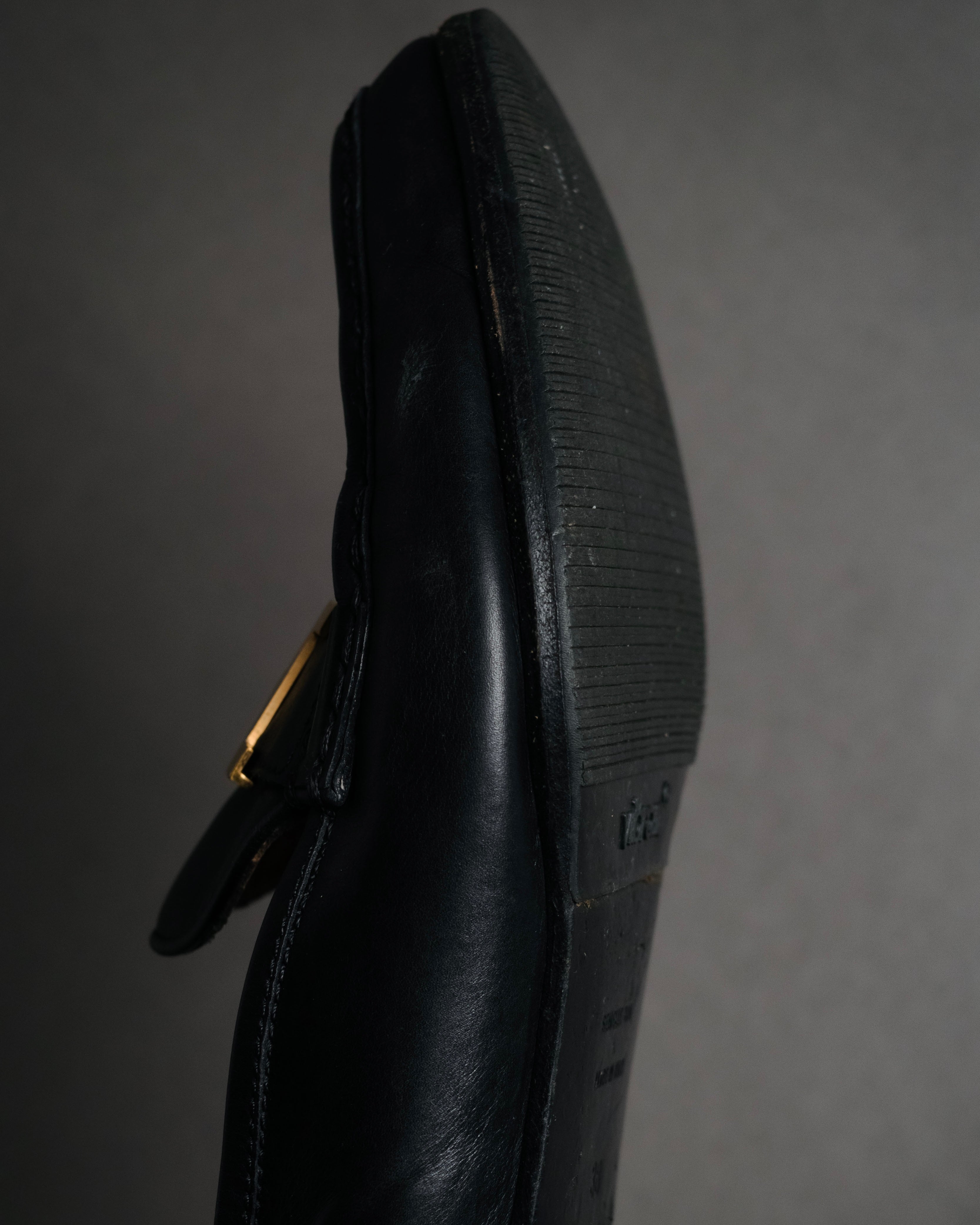 "HERMES" 90’s-00’s box calf H buckle loafers