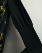 "Hermès" 00's Horse sketch print silk-paneled cashmere blend knit sweater