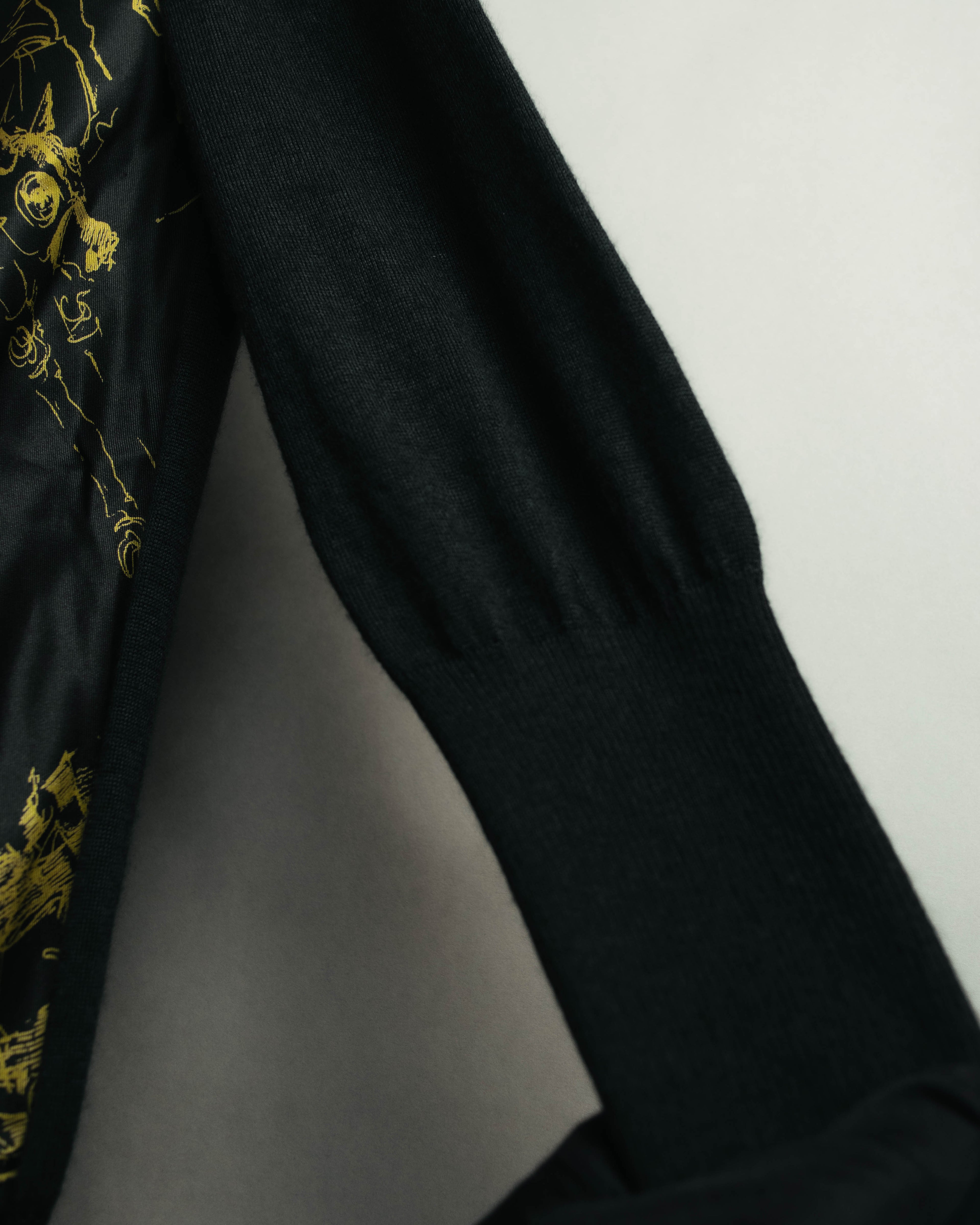 "Hermès" 00's Horse sketch print silk-paneled cashmere blend knit sweater